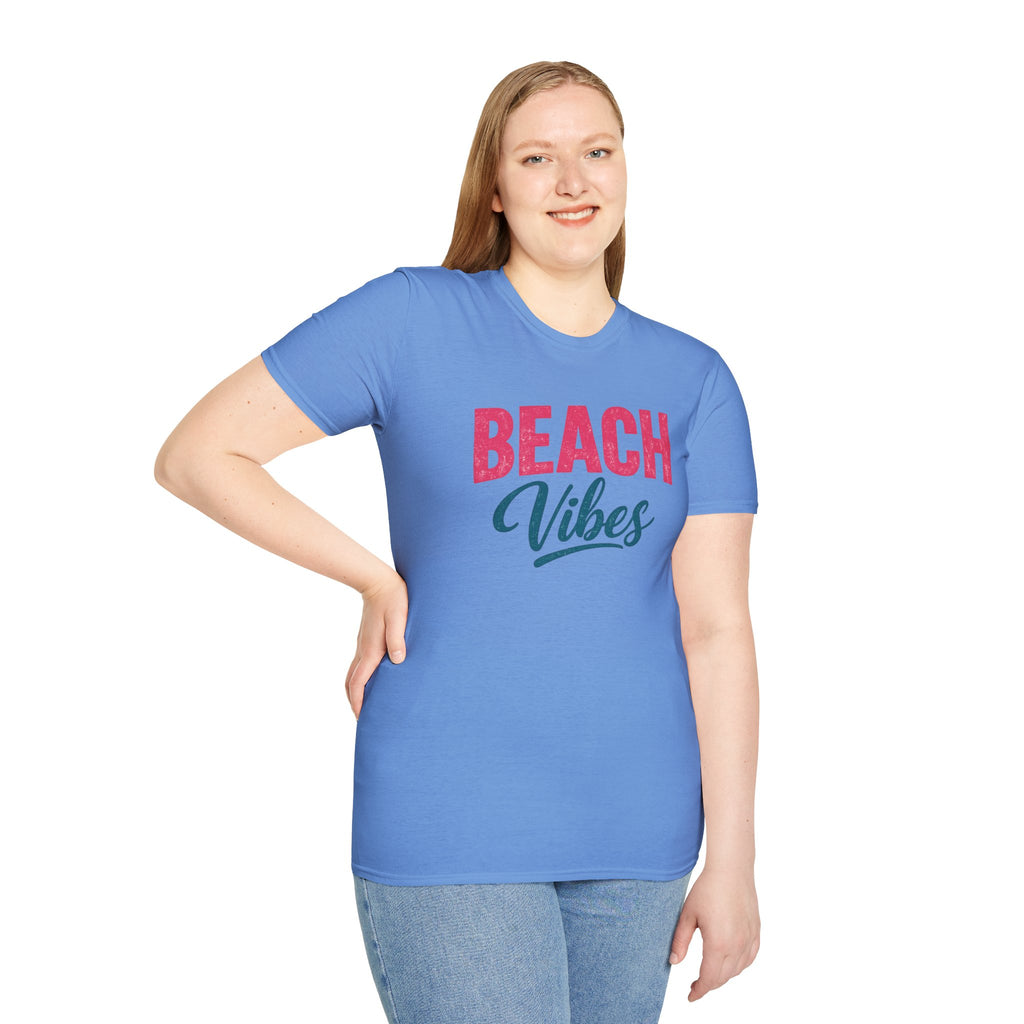 Beach Vibes T-Shirt — Casual Summer Tee with Retro Script