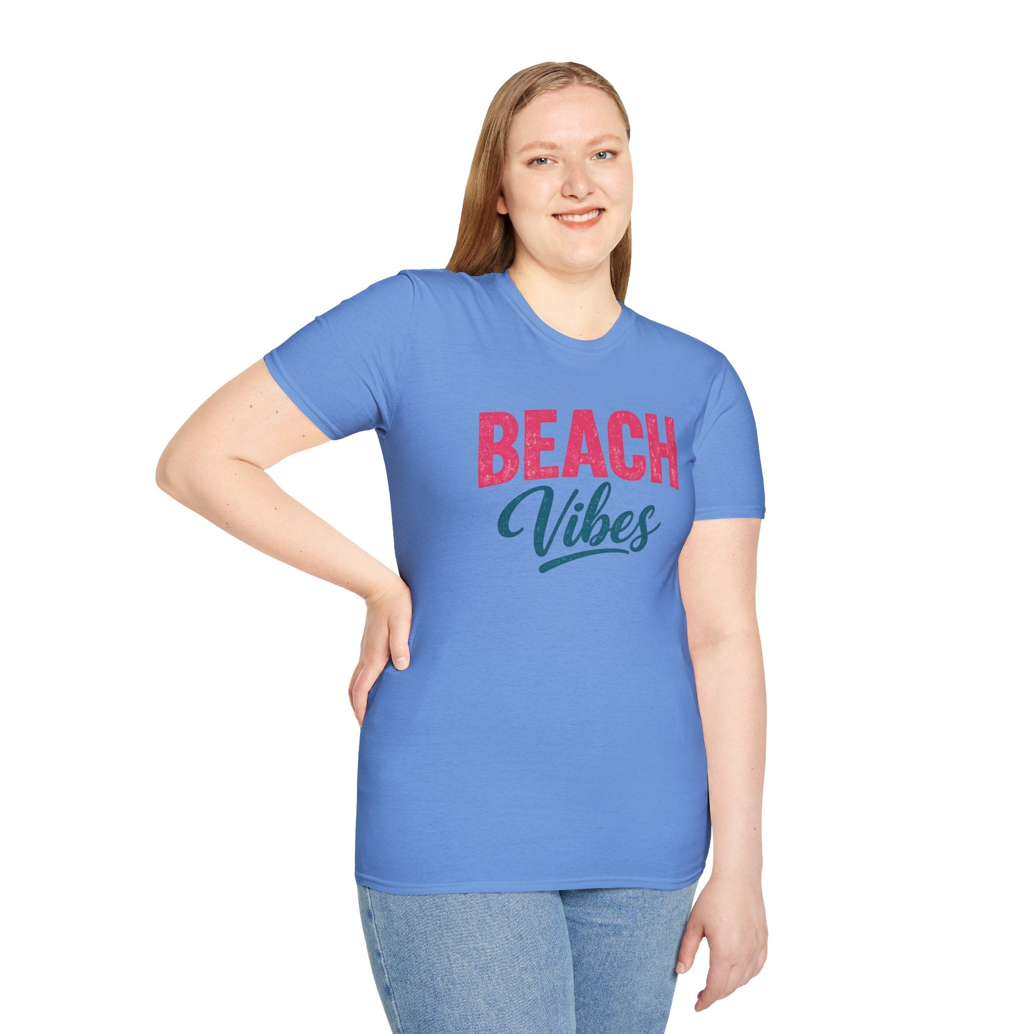 Beach Vibes T-Shirt — Casual Summer Tee with Retro Script