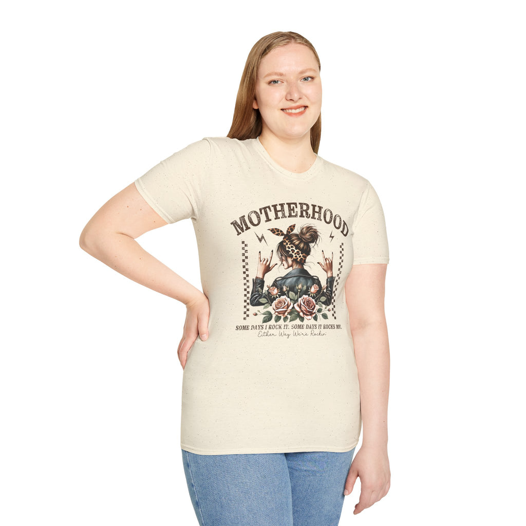 Motherhood Graphic T-Shirt — 'Motherhood' Floral Rocker Mom Tee