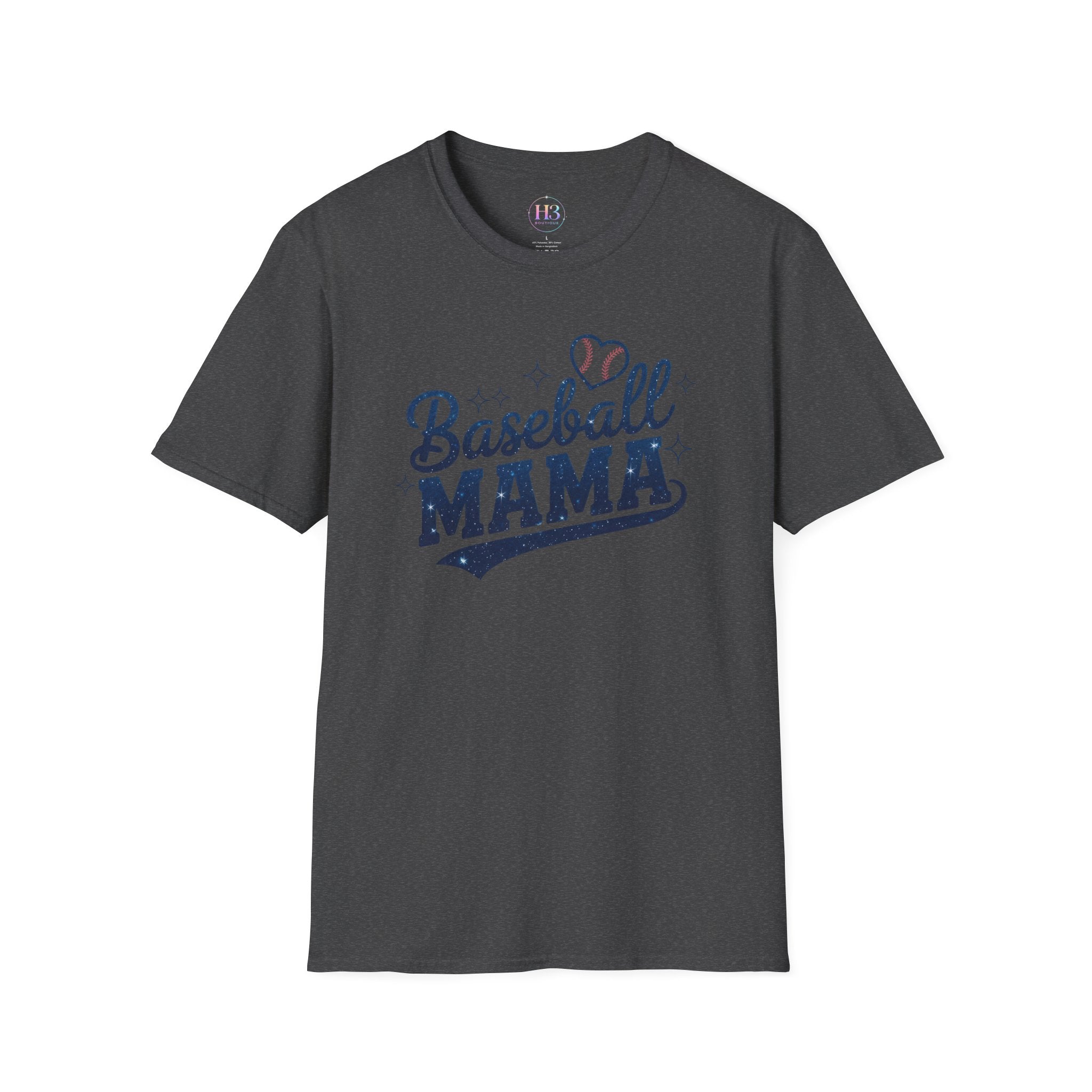 Baseball Mama T-Shirt — Cute Heart Baseball Mom Tee for Game Day