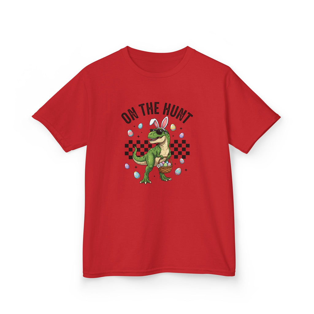 Kids T-Shirt - 'On The Hunt' Easter Dinosaur Egg Hunt Graphic Tee