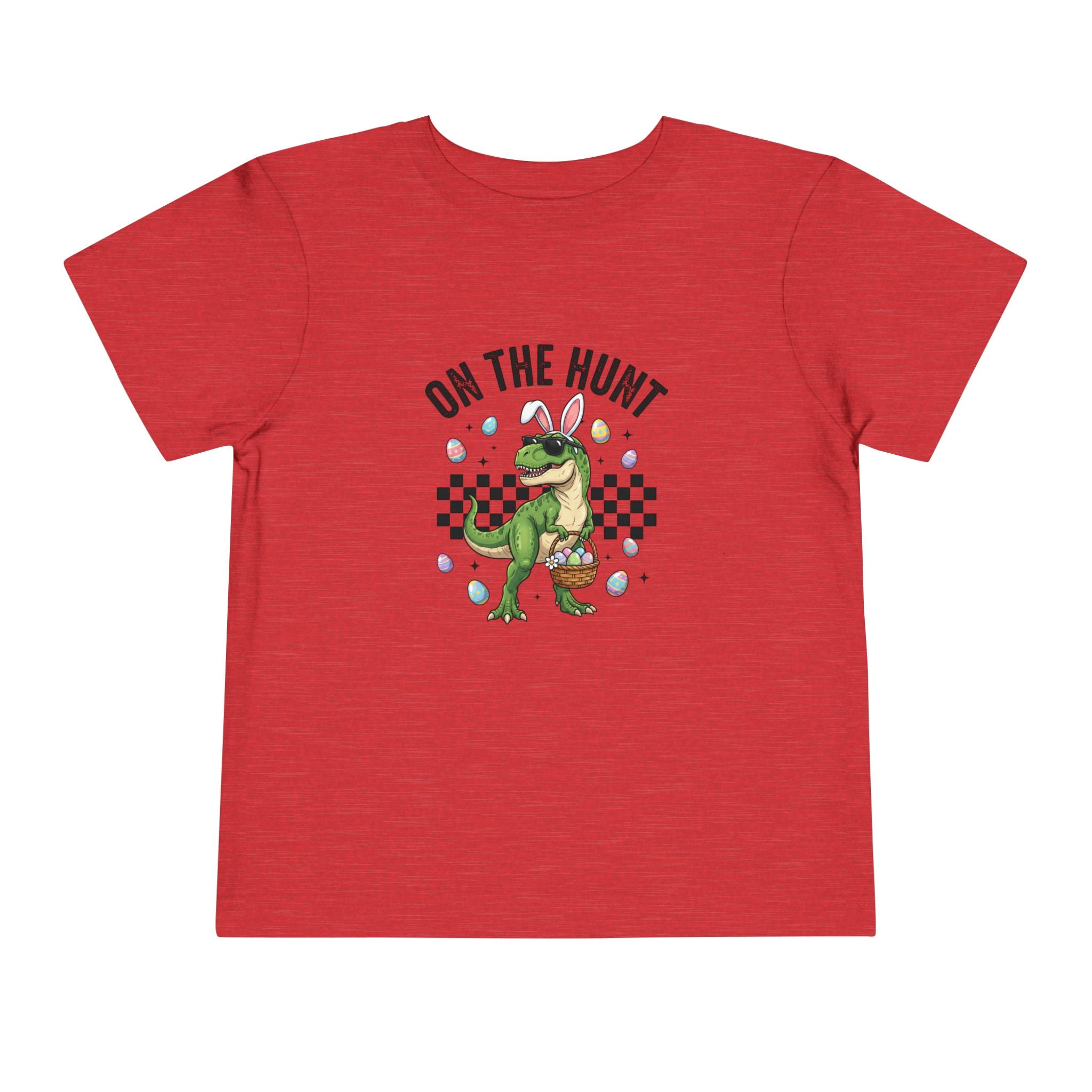 Toddler Tee — "On The Hunt" Dinosaur Easter Egg Hunt Shirt