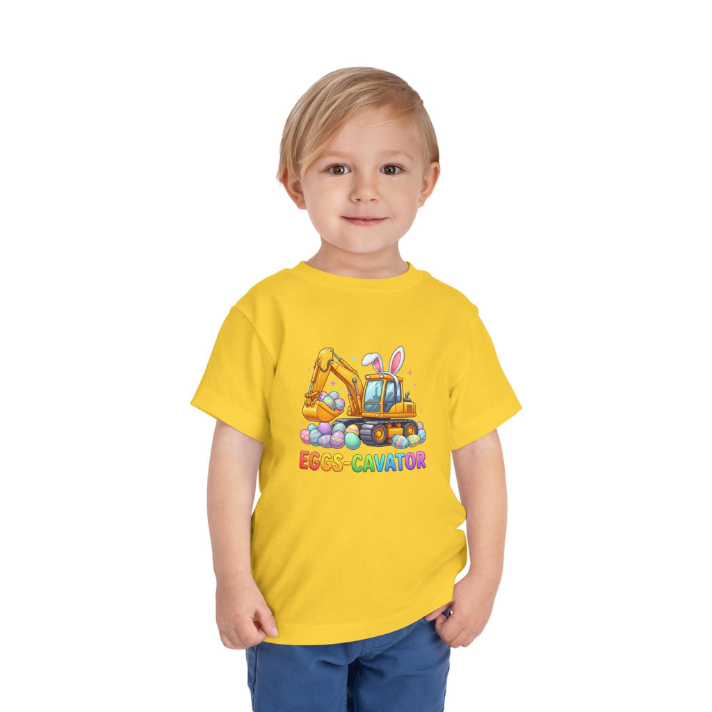 Toddler Tee — 'Eggs-cavator' Bunny Excavator Easter Shirt