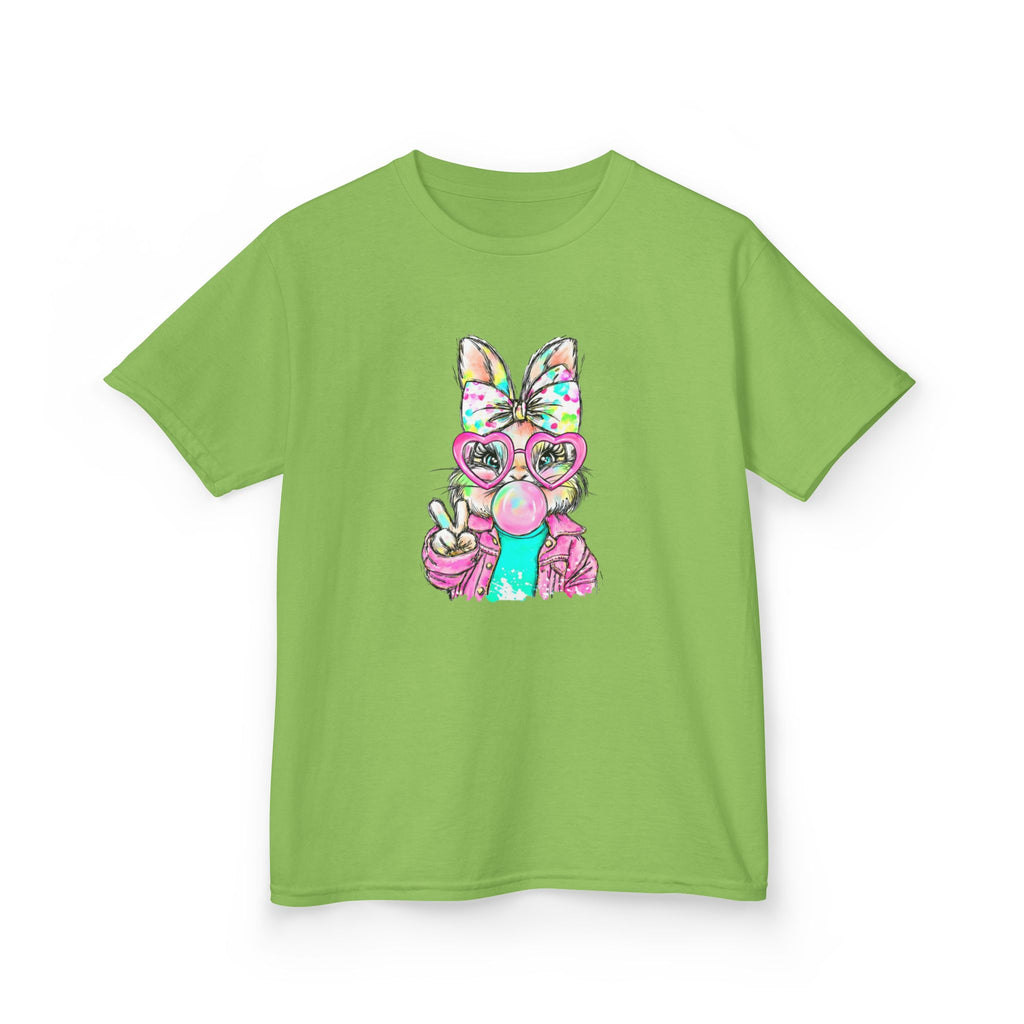 Kids Bunny Bubblegum Tee — Colorful Bunny Wearing Glasses & Peace Sign