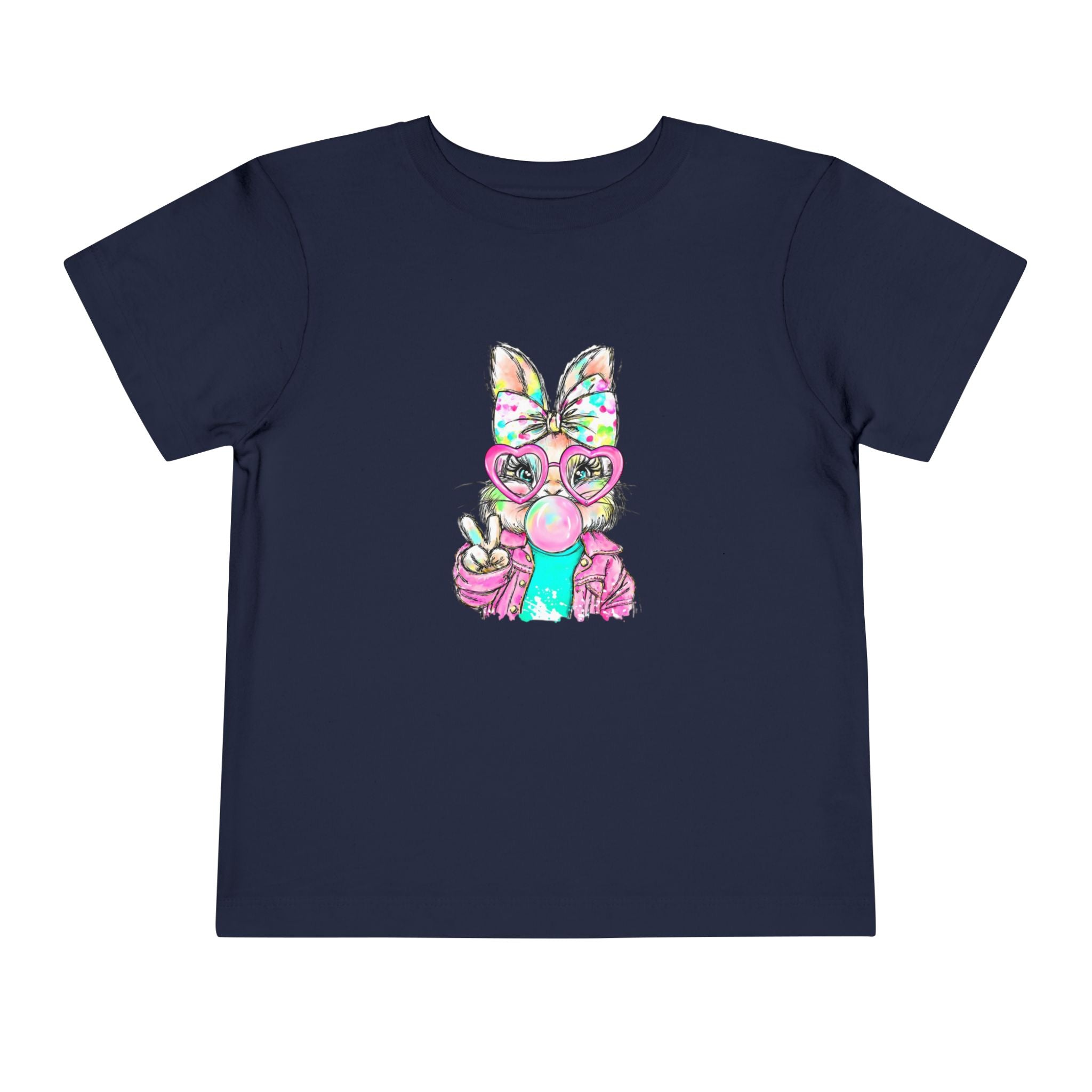 Toddler Tee — Colorful Bunny Bubble Gum Graphic