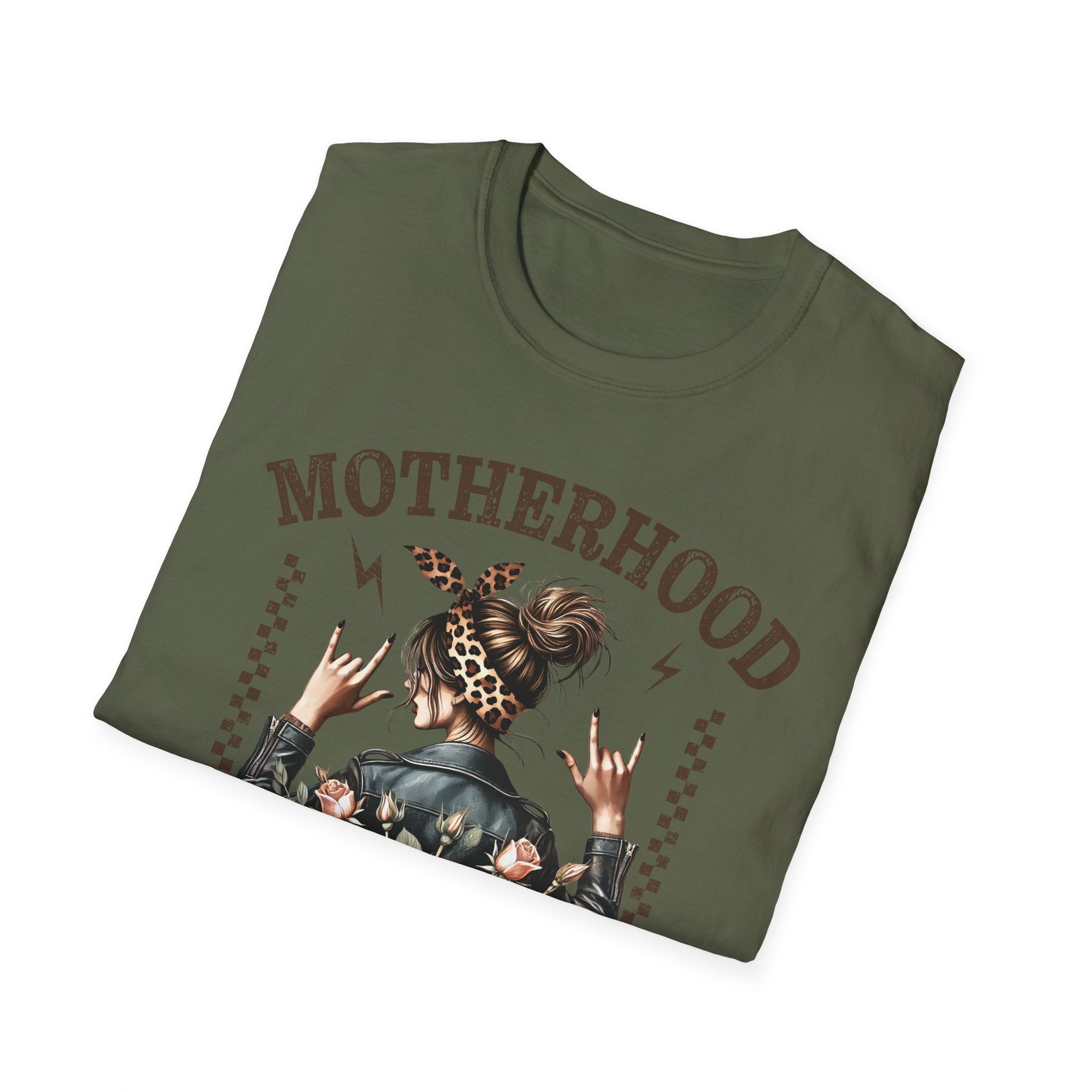 Motherhood Graphic T-Shirt — 'Motherhood' Floral Rocker Mom Tee