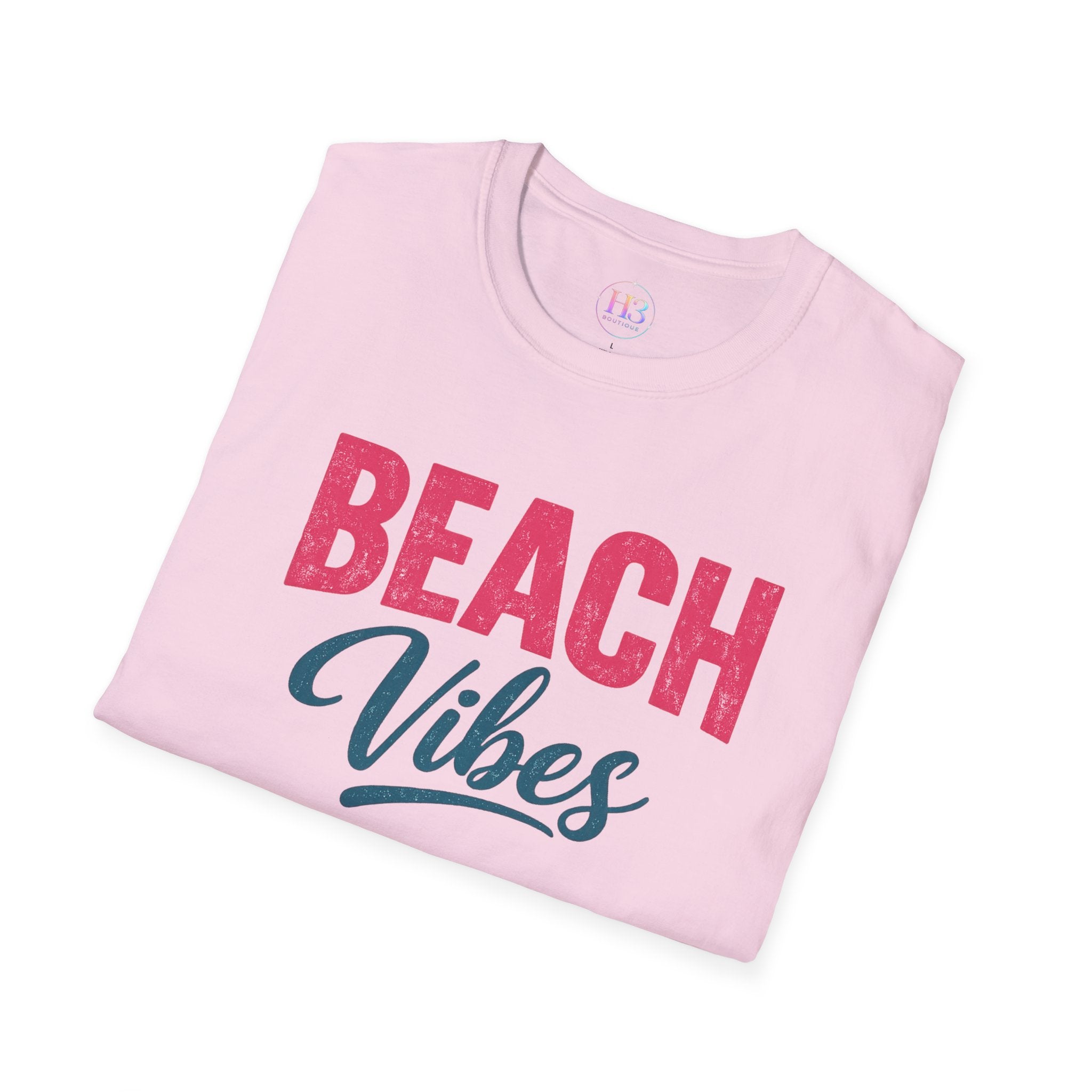 Beach Vibes T-Shirt — Casual Summer Tee with Retro Script