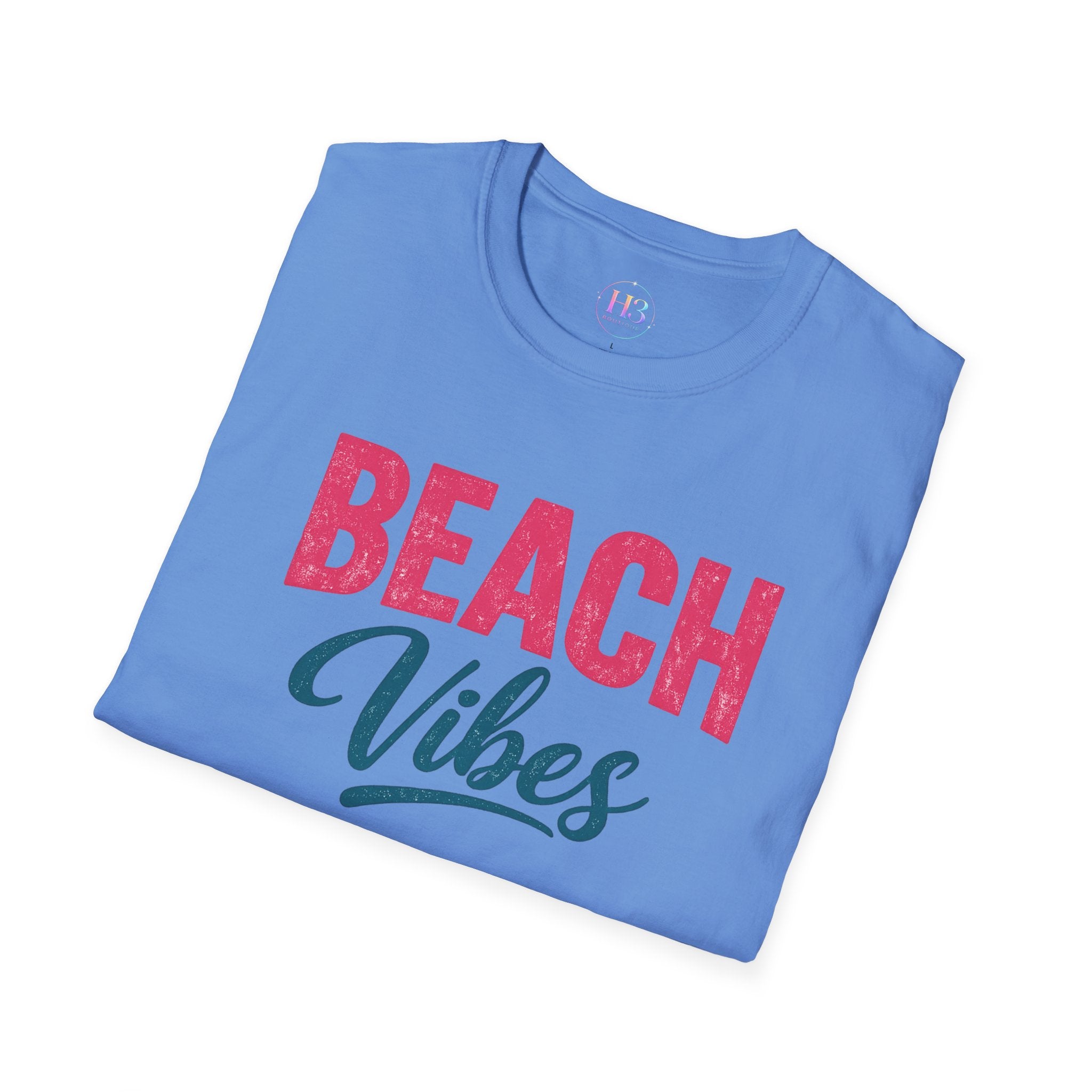 Beach Vibes T-Shirt — Casual Summer Tee with Retro Script