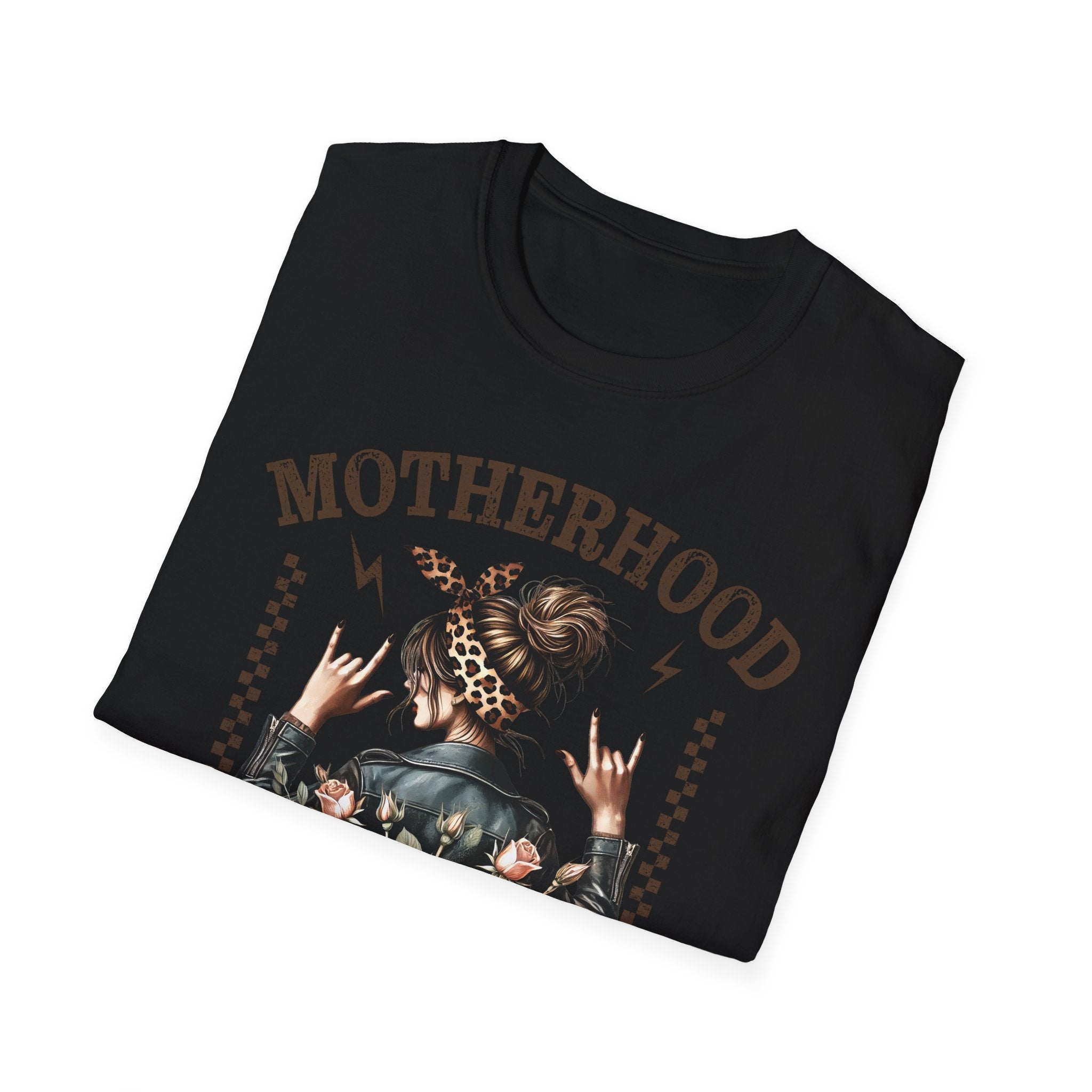 Motherhood Graphic T-Shirt — 'Motherhood' Floral Rocker Mom Tee
