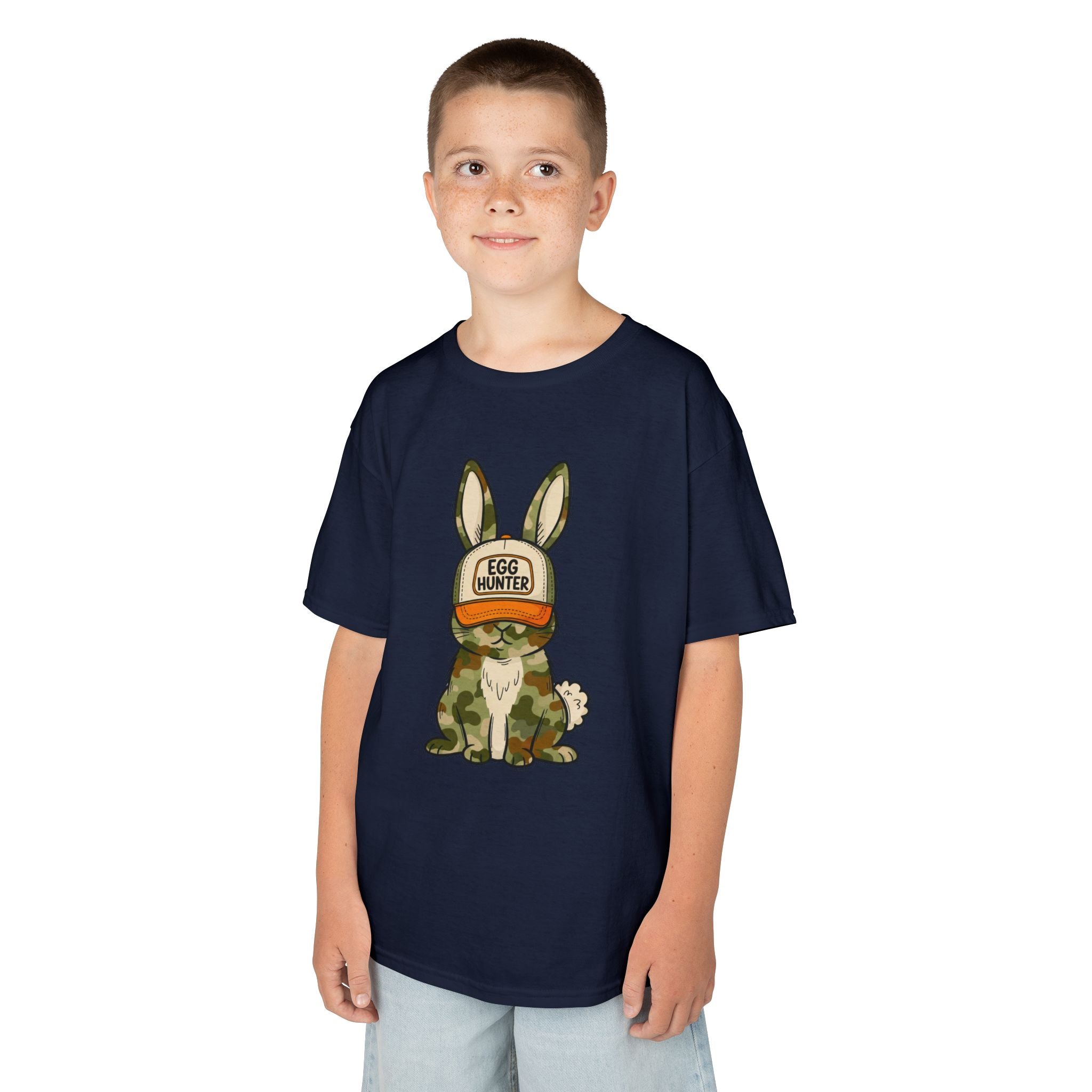Kids Tee — Cute Bunny 'Egg Hunter' Graphic Shirt for Easter