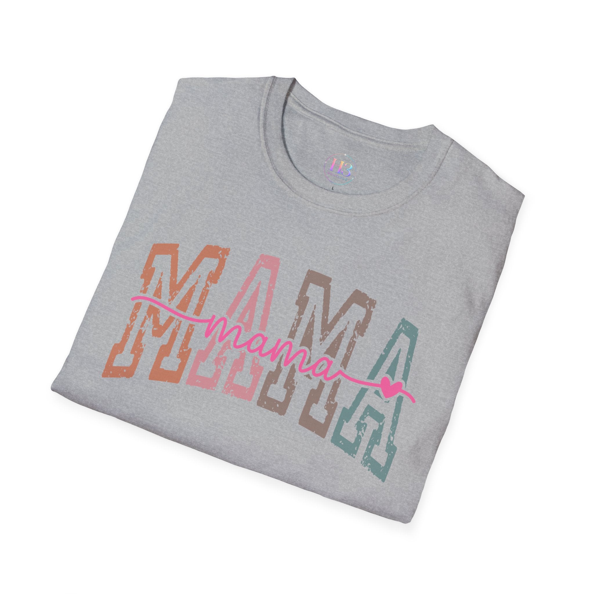 Mama Retro Script T-Shirt — Colorblock 'MAMA' Graphic Tee for Moms