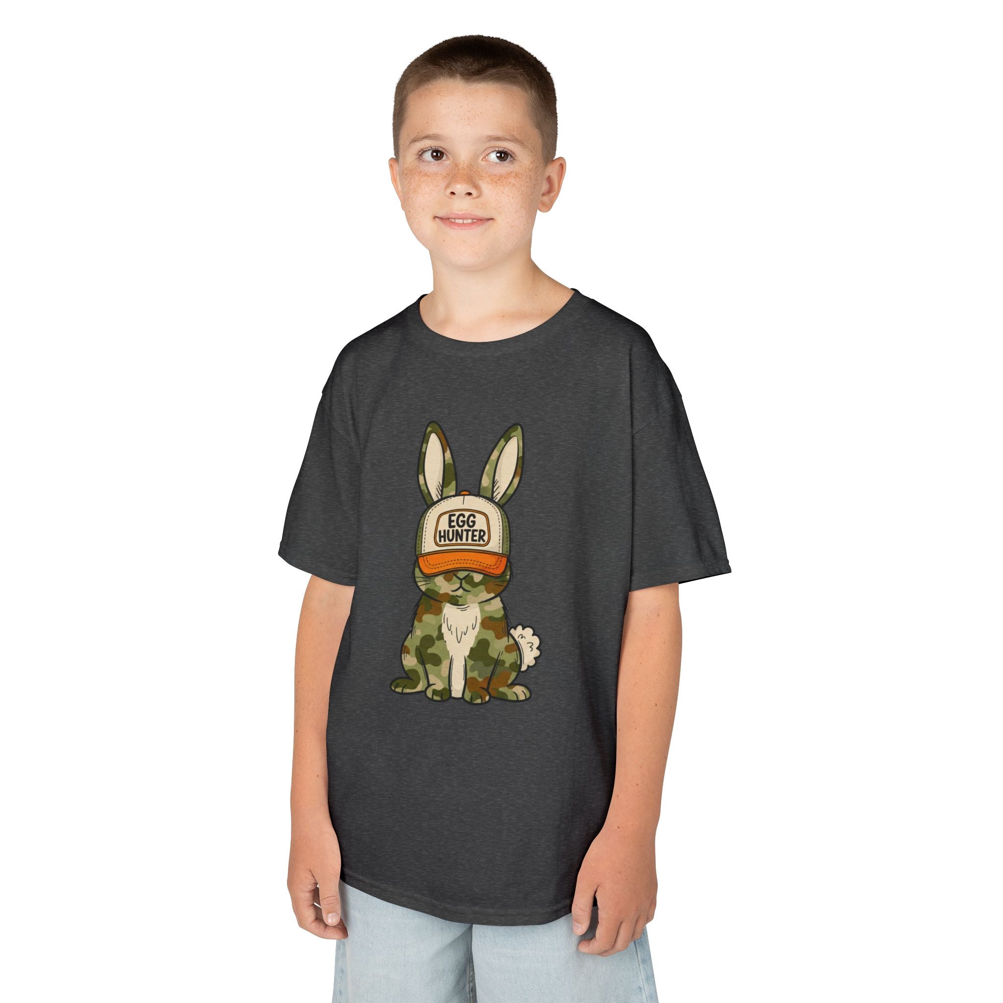 Kids Tee — Cute Bunny 'Egg Hunter' Graphic Shirt for Easter