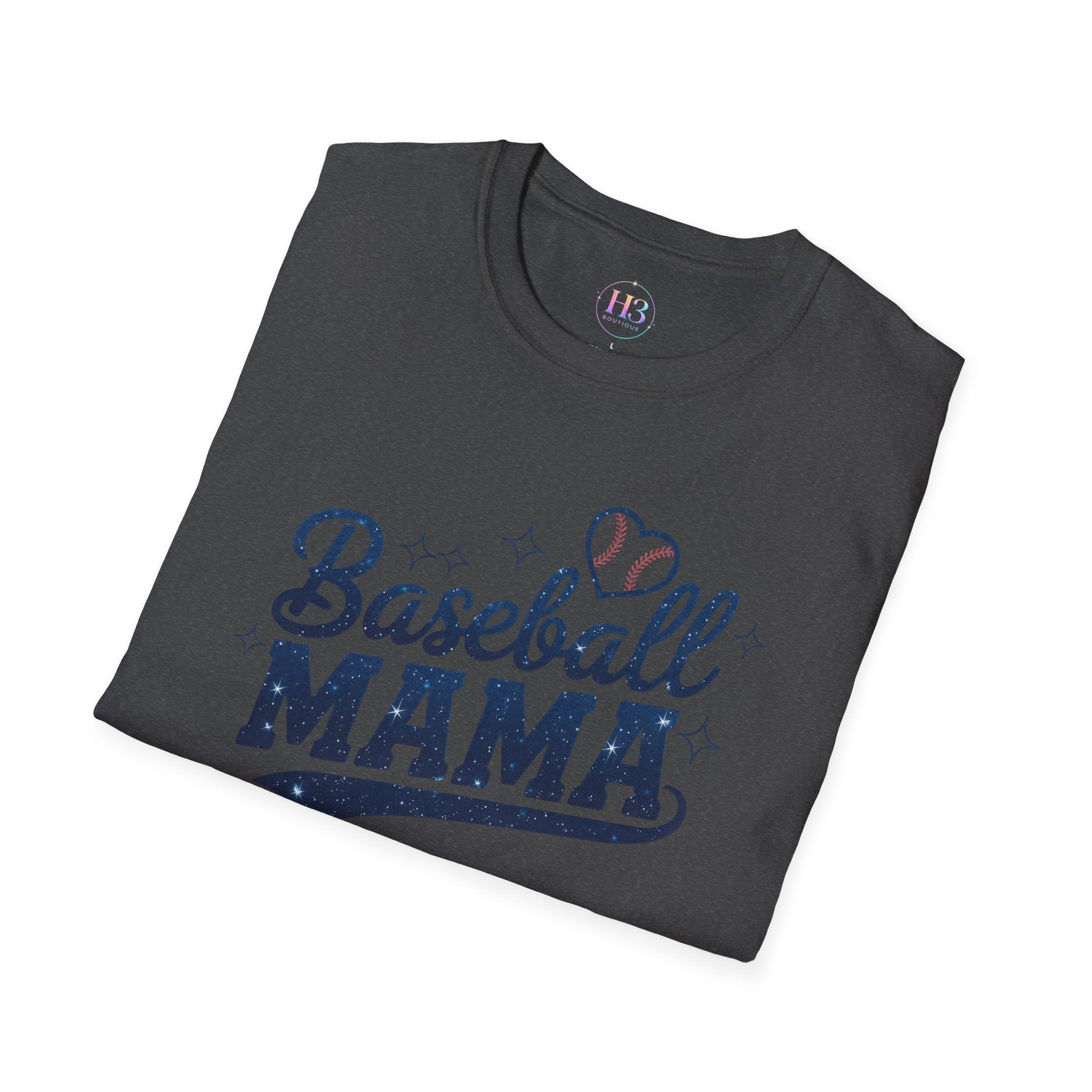 Baseball Mama T-Shirt — Cute Heart Baseball Mom Tee for Game Day