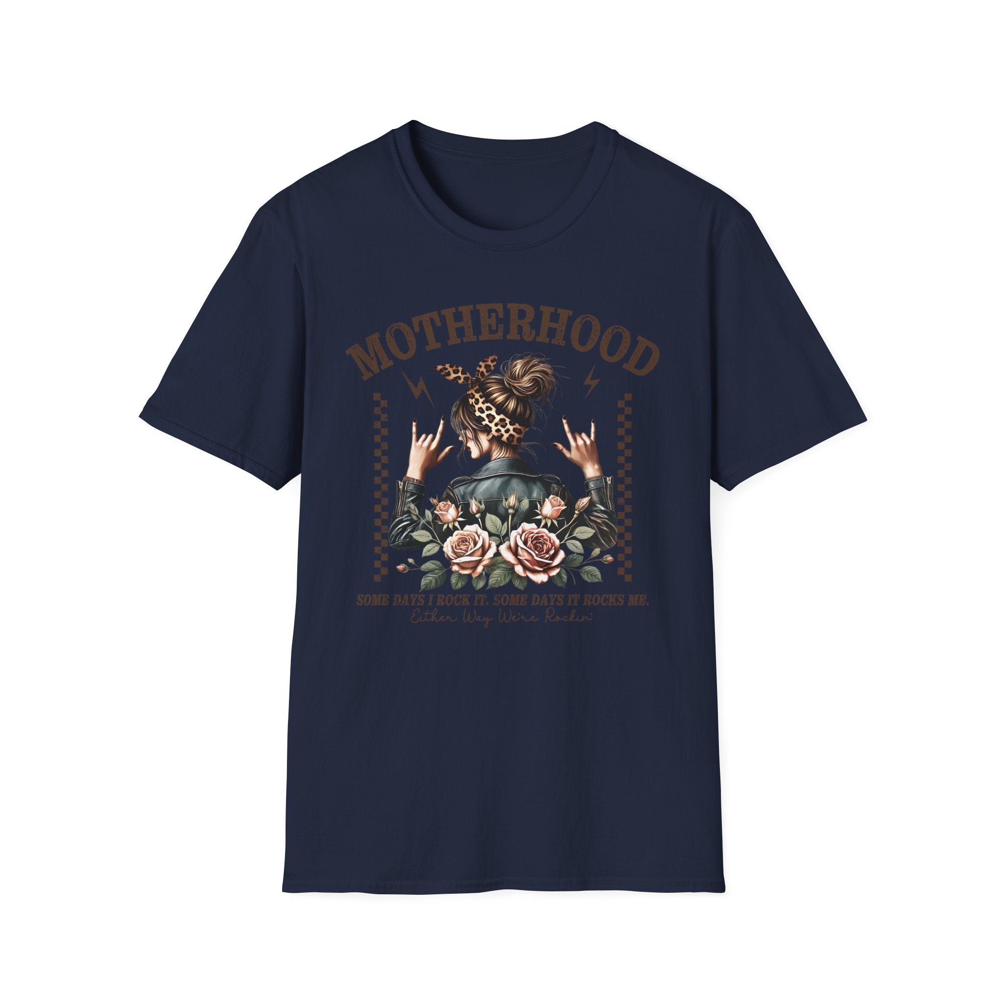 Motherhood Graphic T-Shirt — 'Motherhood' Floral Rocker Mom Tee