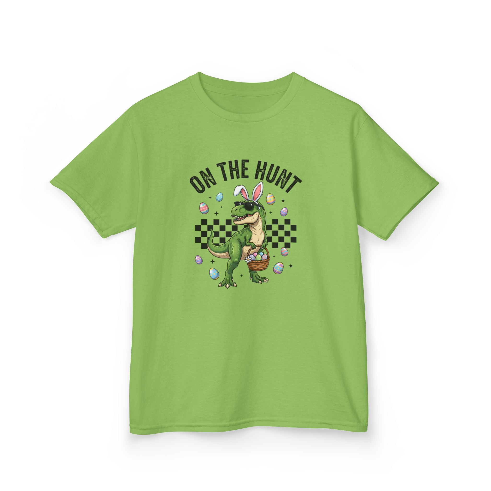 Kids T-Shirt - 'On The Hunt' Easter Dinosaur Egg Hunt Graphic Tee