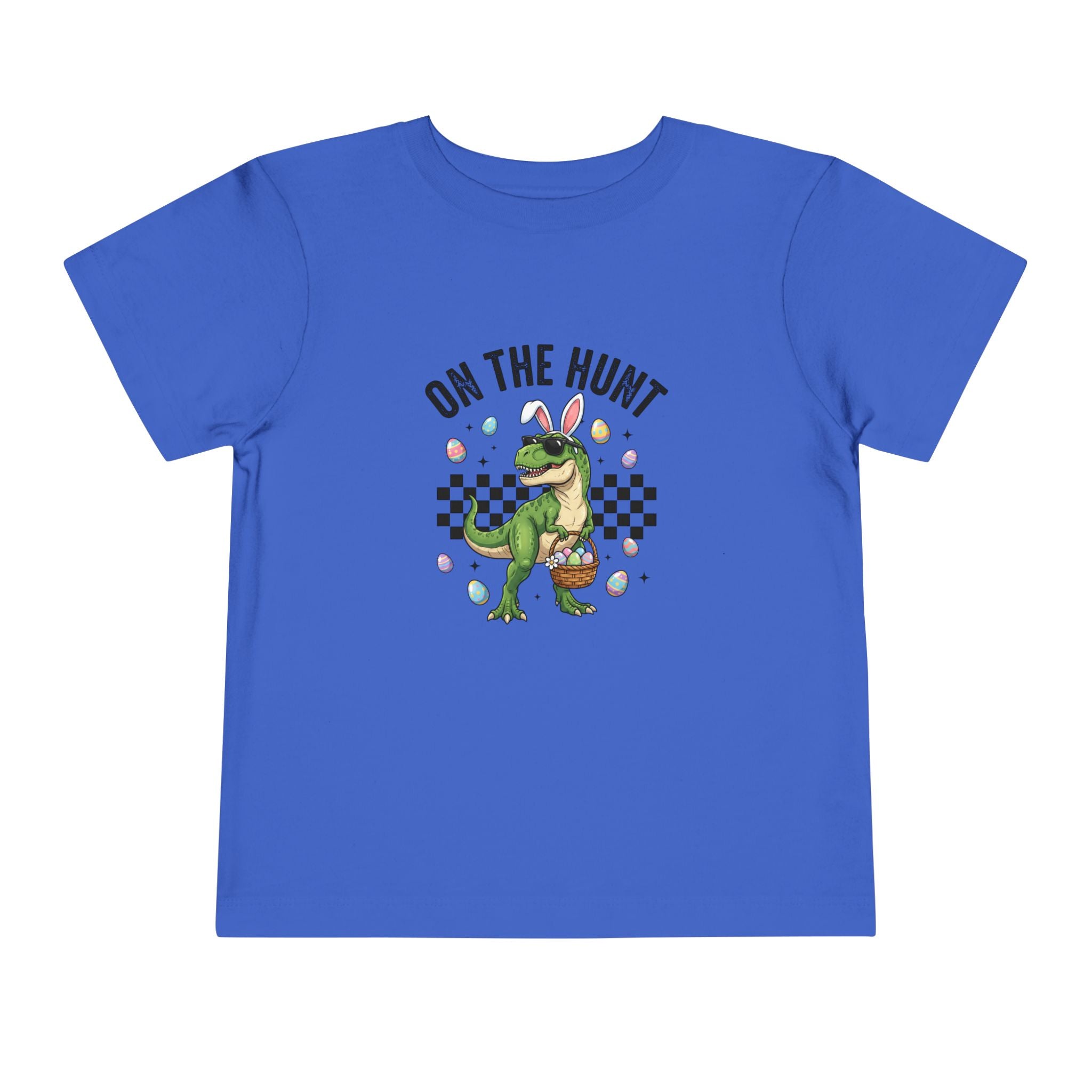 Toddler Tee — "On The Hunt" Dinosaur Easter Egg Hunt Shirt