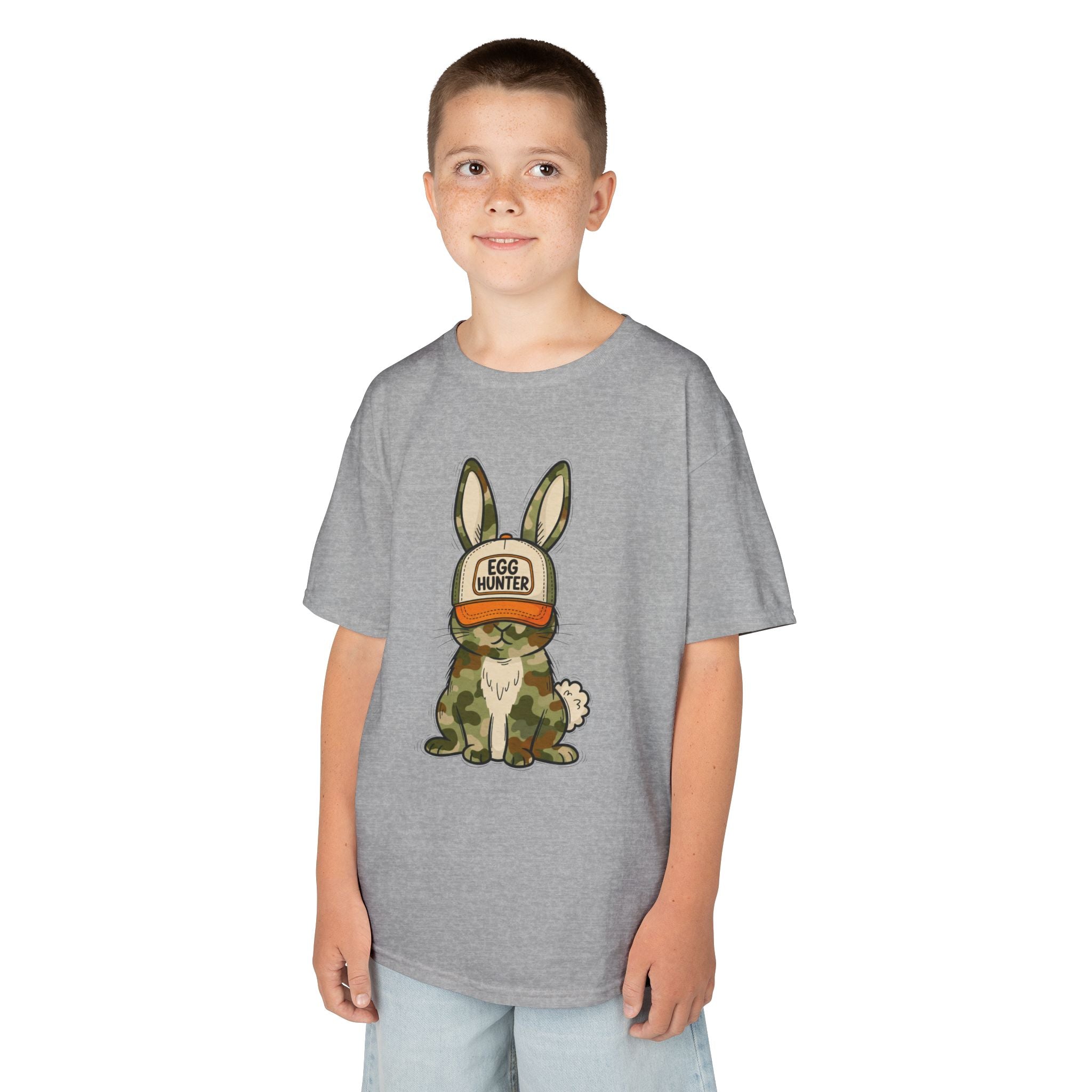 Kids Tee — Cute Bunny 'Egg Hunter' Graphic Shirt for Easter