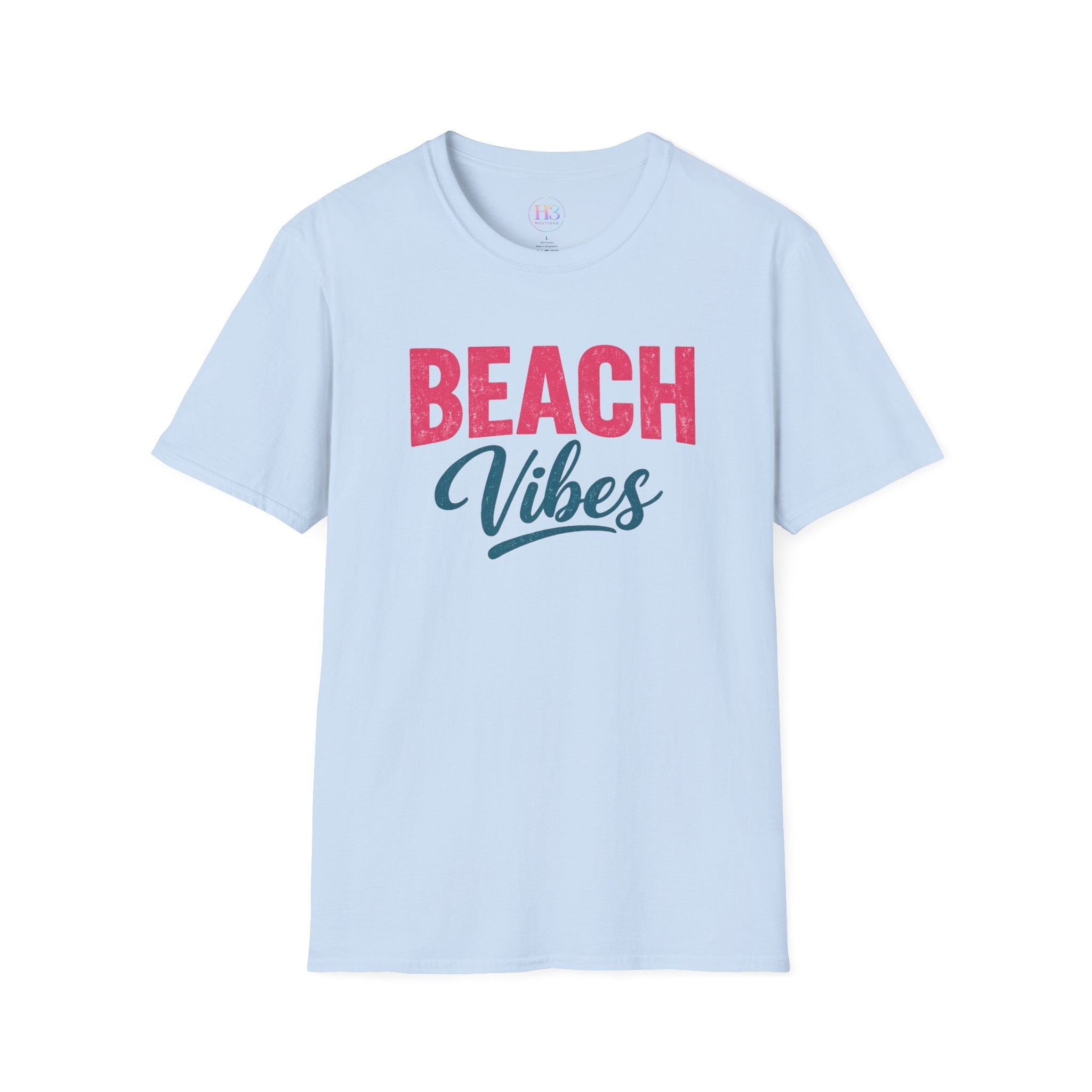 Beach Vibes T-Shirt — Casual Summer Tee with Retro Script