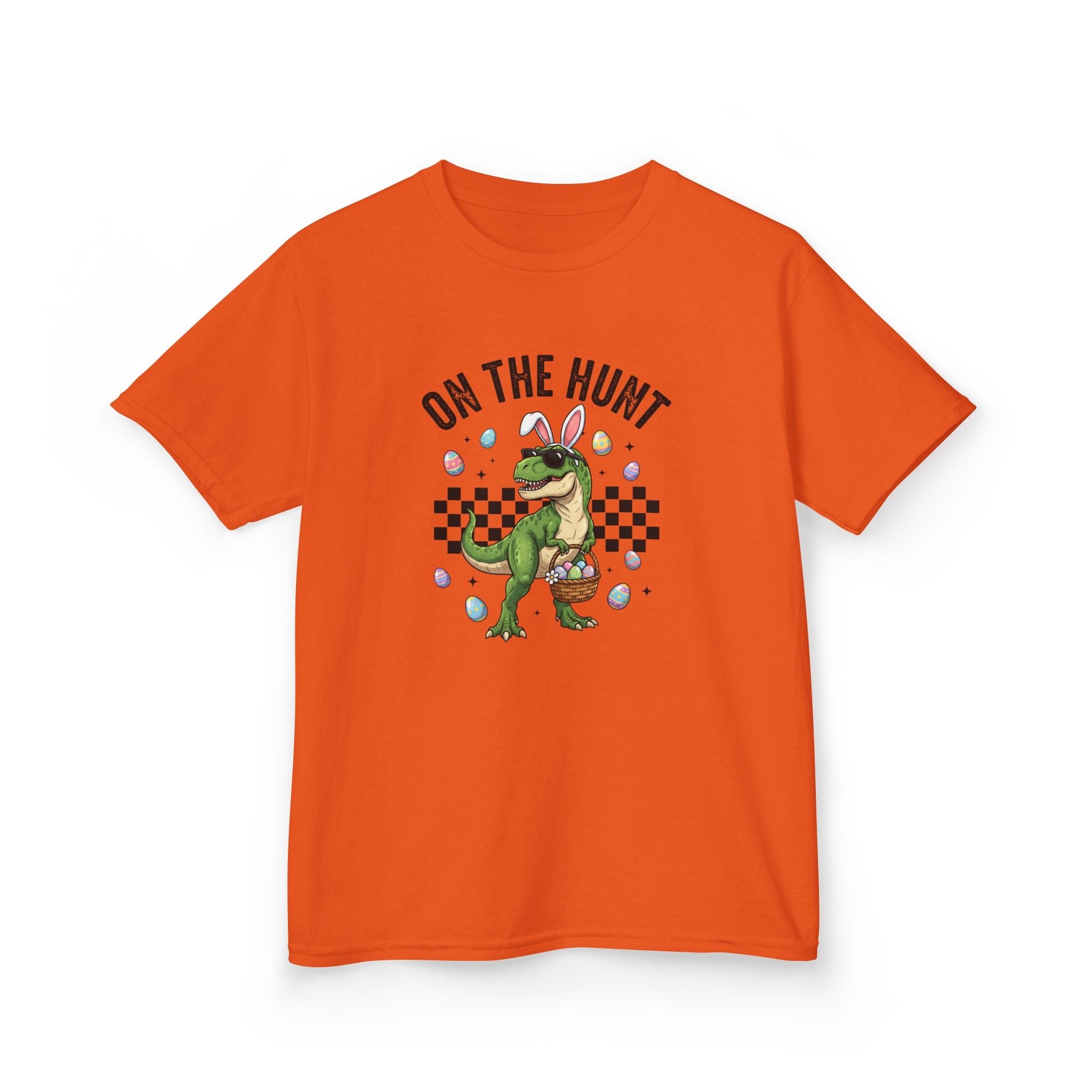 Kids T-Shirt - 'On The Hunt' Easter Dinosaur Egg Hunt Graphic Tee