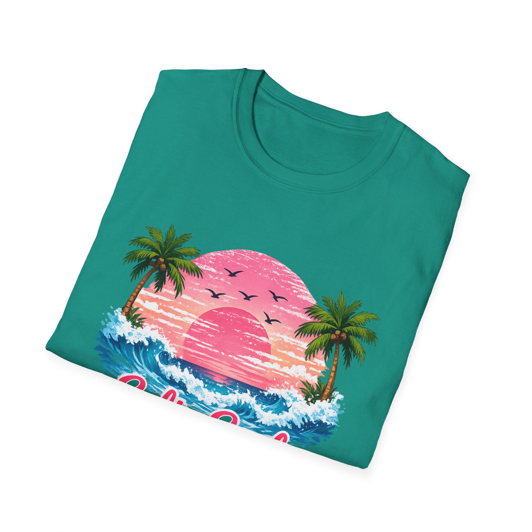 Salty Soul Tropical Sunset T-Shirt — Beach Palm Trees Retro Surf Tee