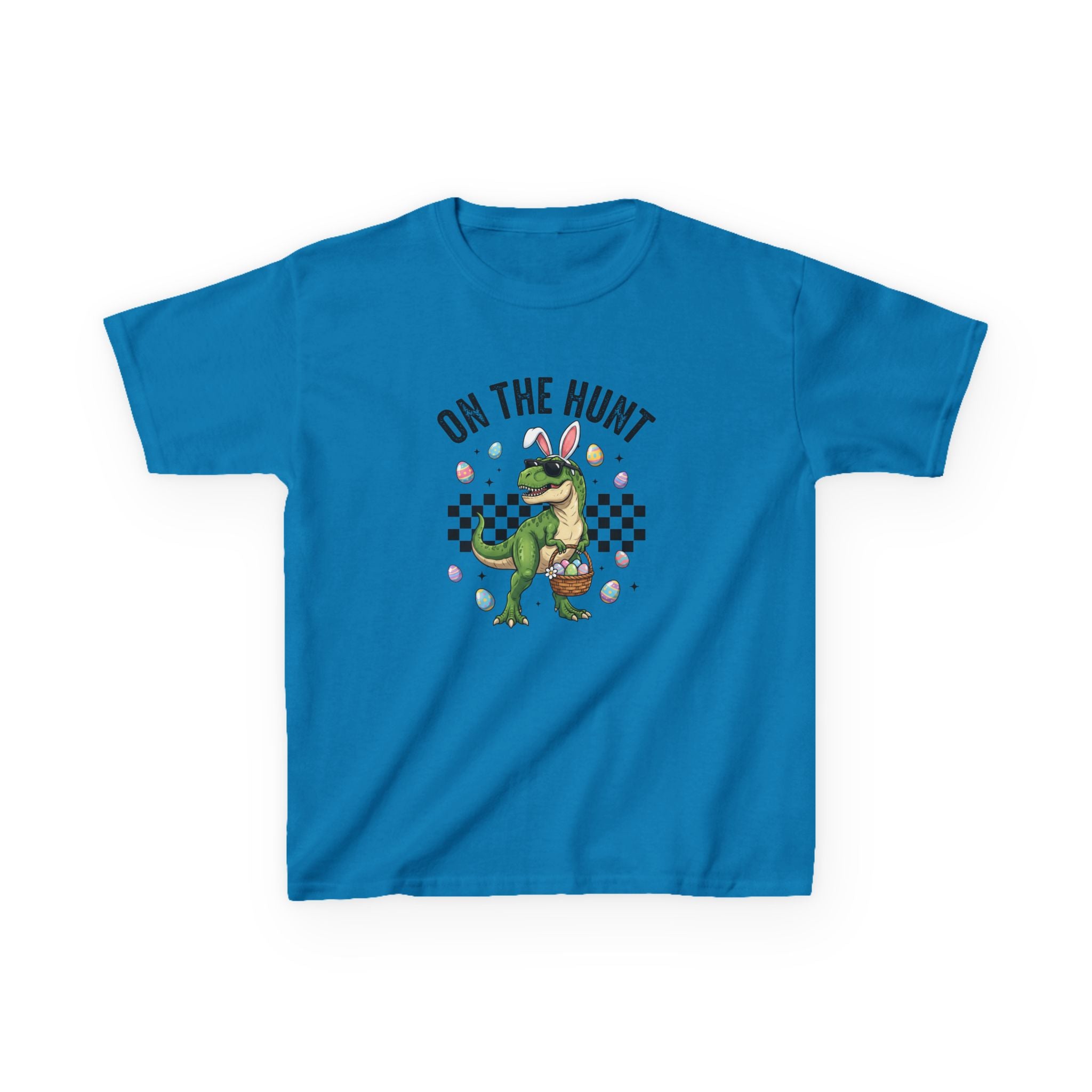 Kids T-Shirt - 'On The Hunt' Easter Dinosaur Egg Hunt Graphic Tee