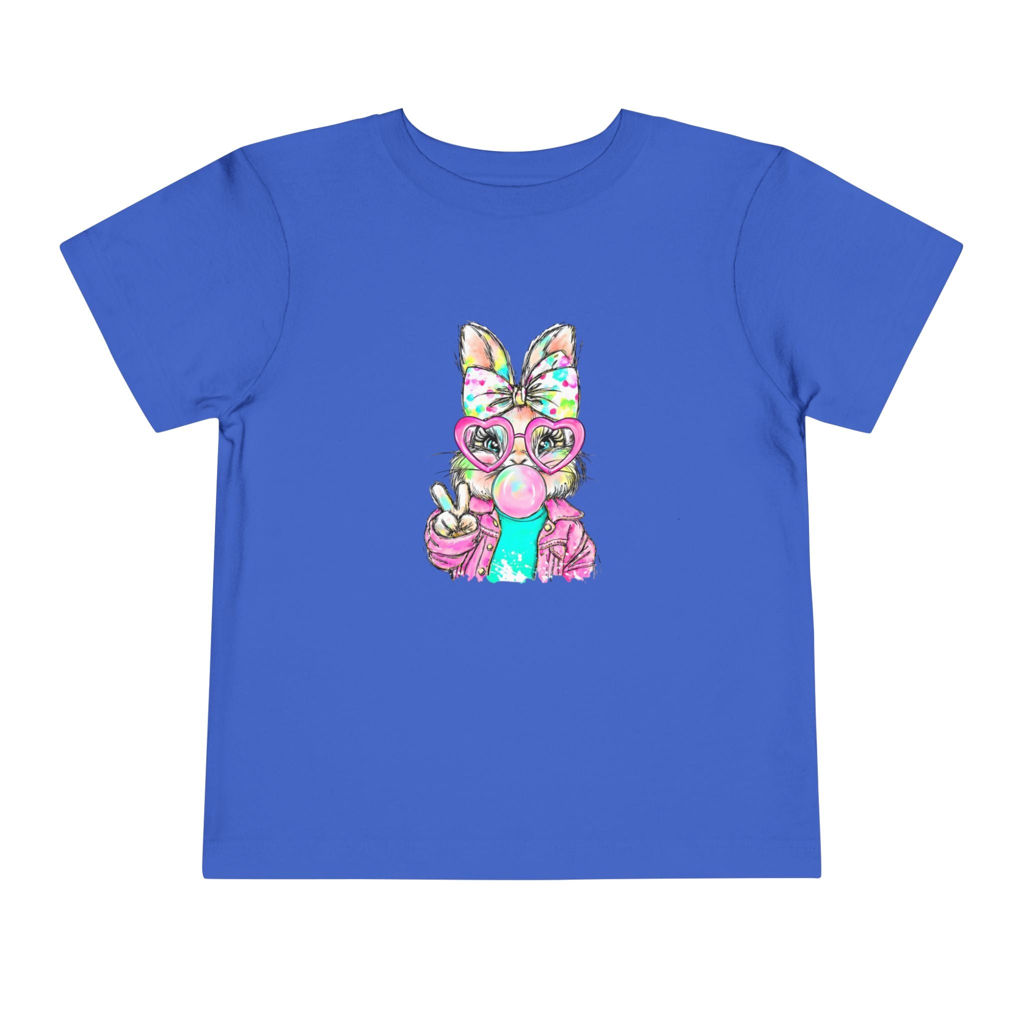 Toddler Tee — Colorful Bunny Bubble Gum Graphic