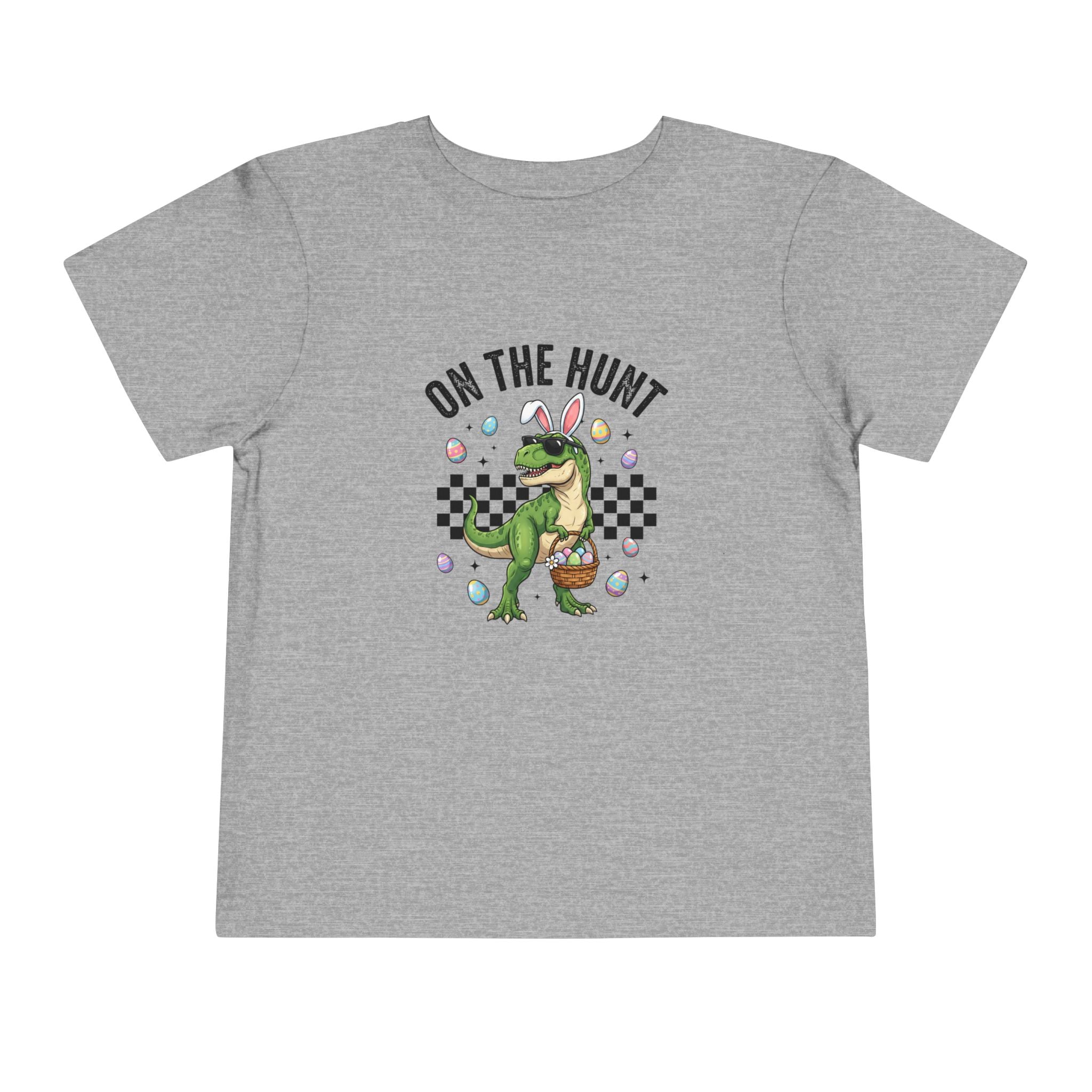 Toddler Tee — "On The Hunt" Dinosaur Easter Egg Hunt Shirt