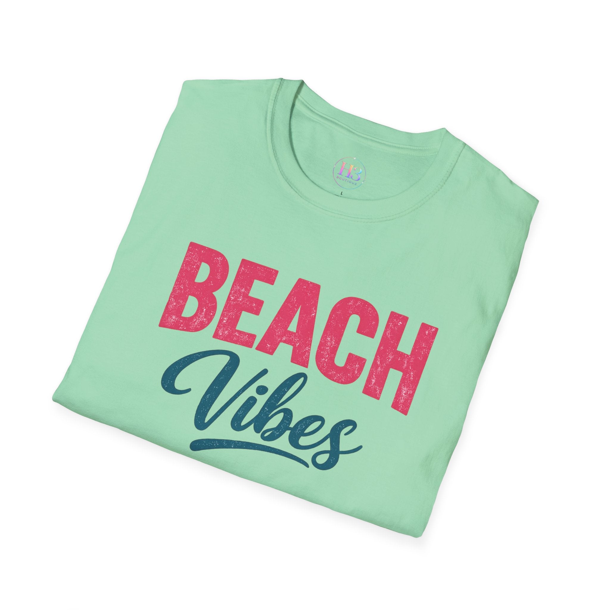 Beach Vibes T-Shirt — Casual Summer Tee with Retro Script