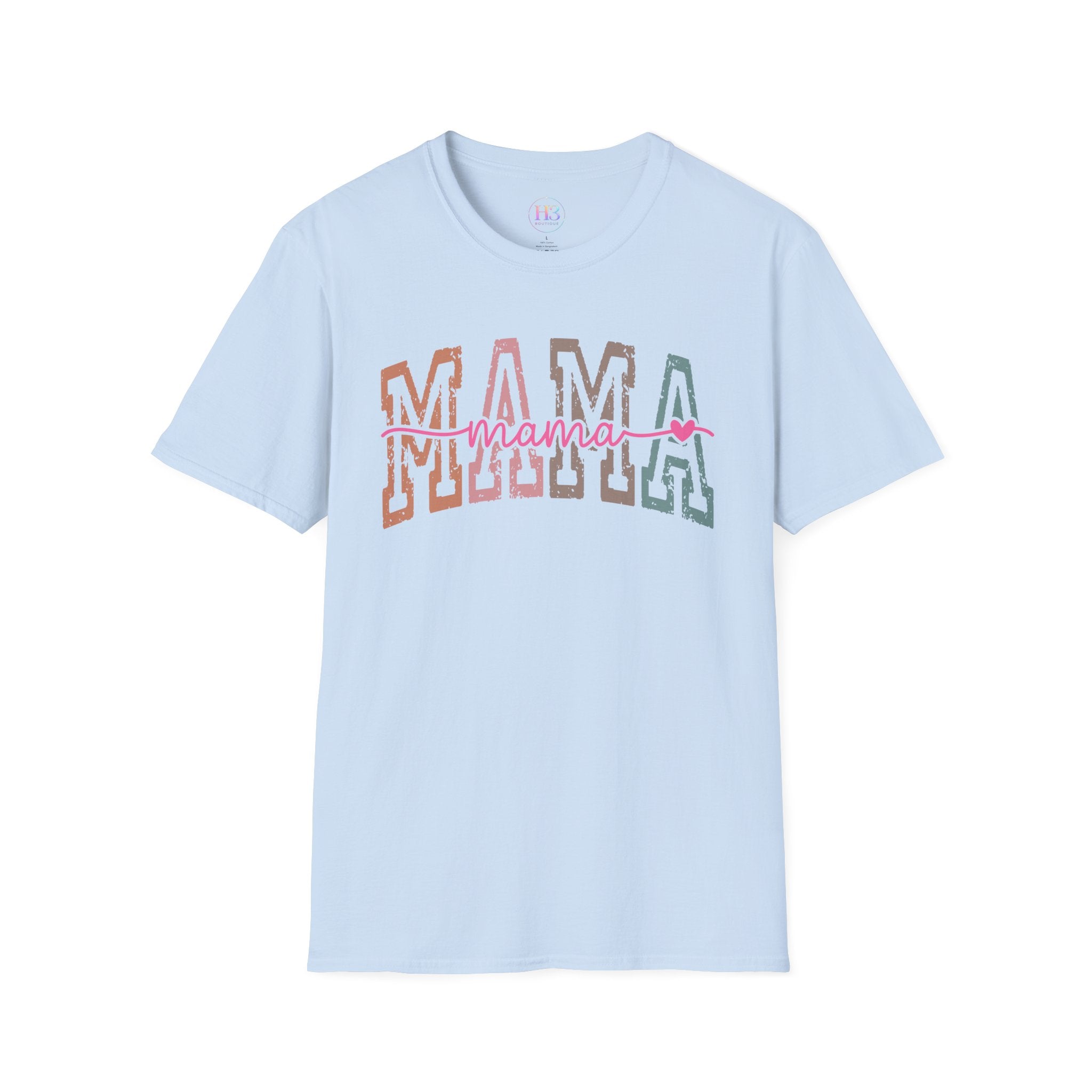Mama Retro Script T-Shirt — Colorblock 'MAMA' Graphic Tee for Moms