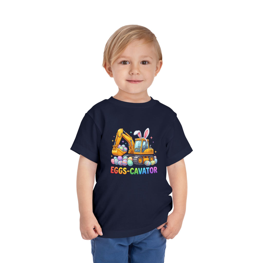 Toddler Tee — 'Eggs-cavator' Bunny Excavator Easter Shirt