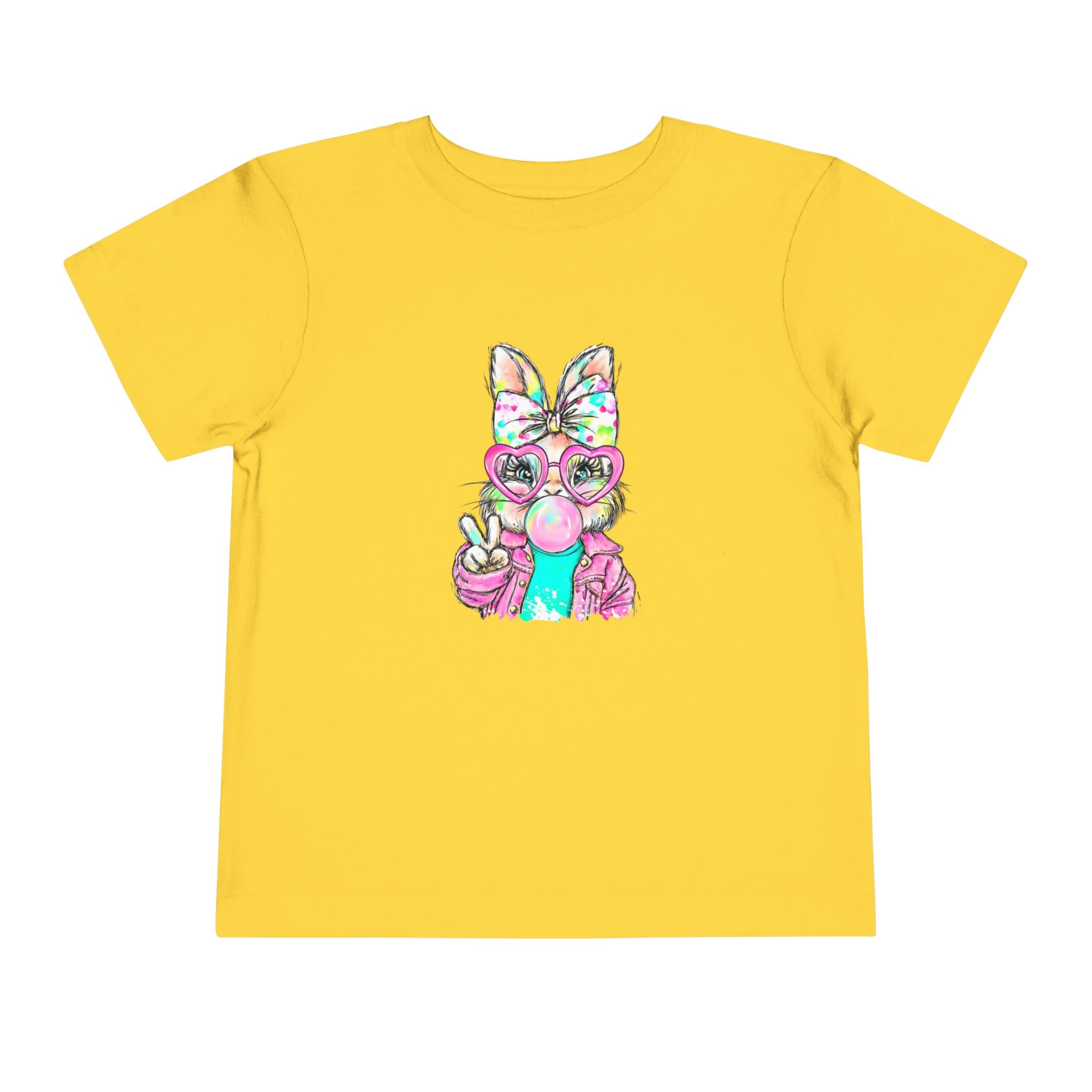 Toddler Tee — Colorful Bunny Bubble Gum Graphic
