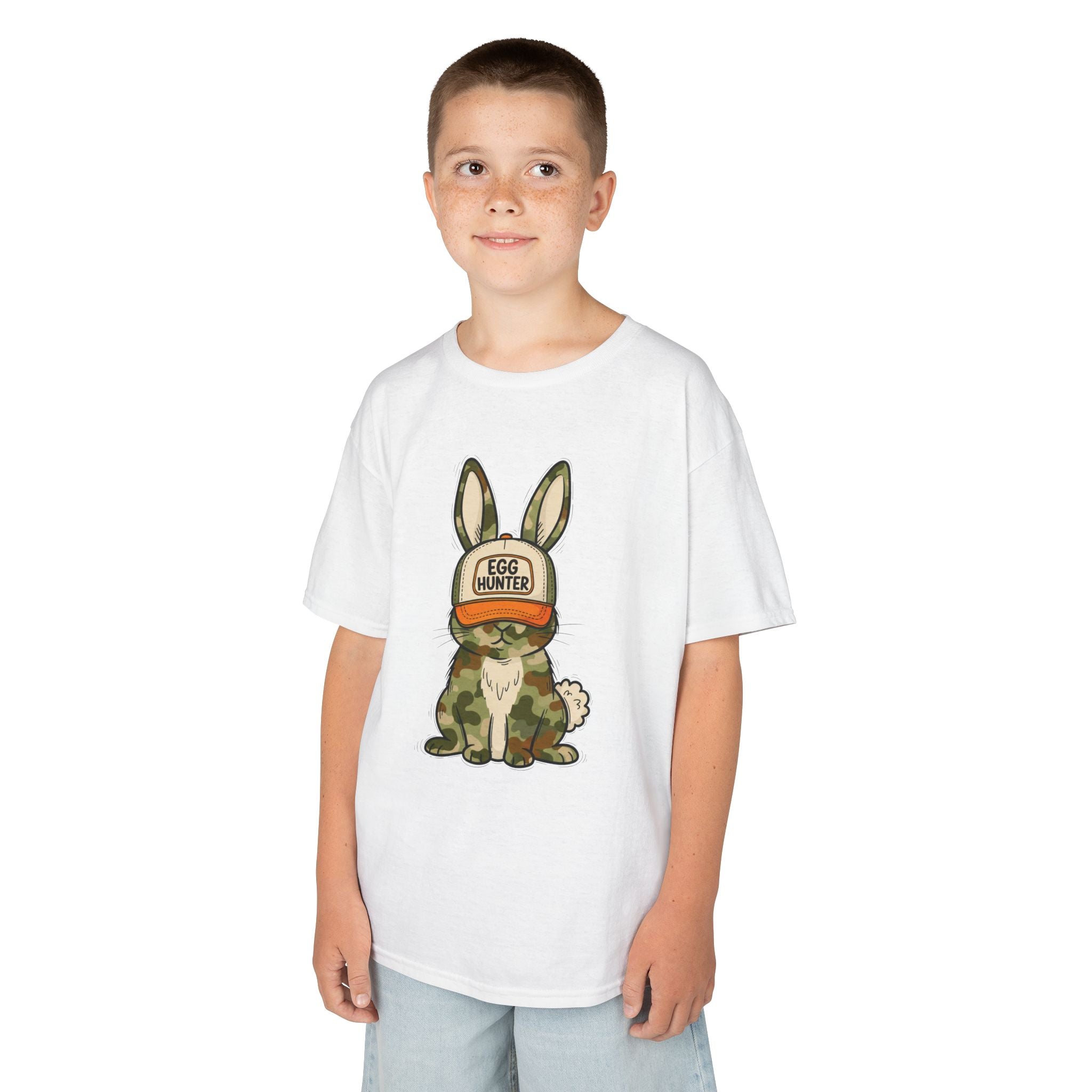 Kids Tee — Cute Bunny 'Egg Hunter' Graphic Shirt for Easter
