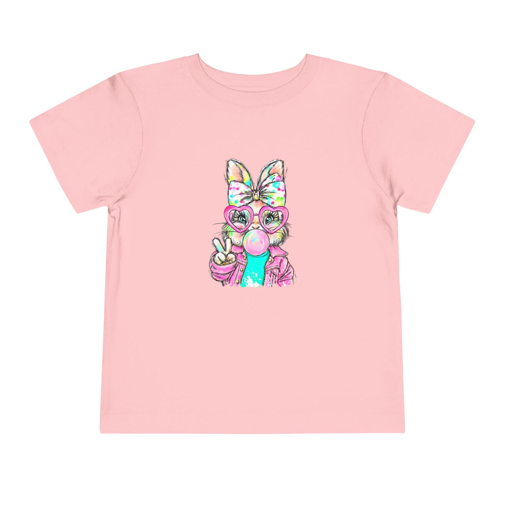 Toddler Tee — Colorful Bunny Bubble Gum Graphic