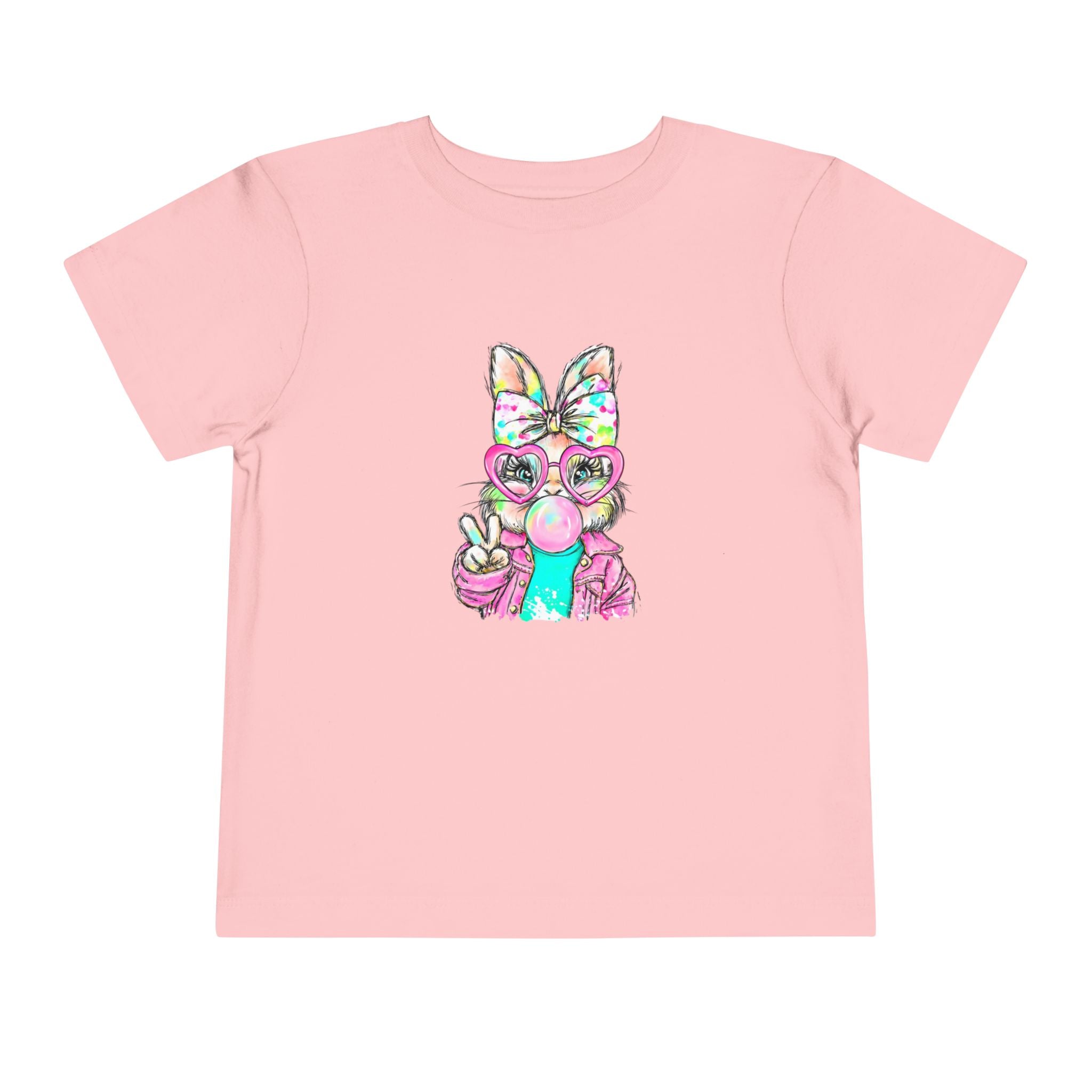 Toddler Tee — Colorful Bunny Bubble Gum Graphic