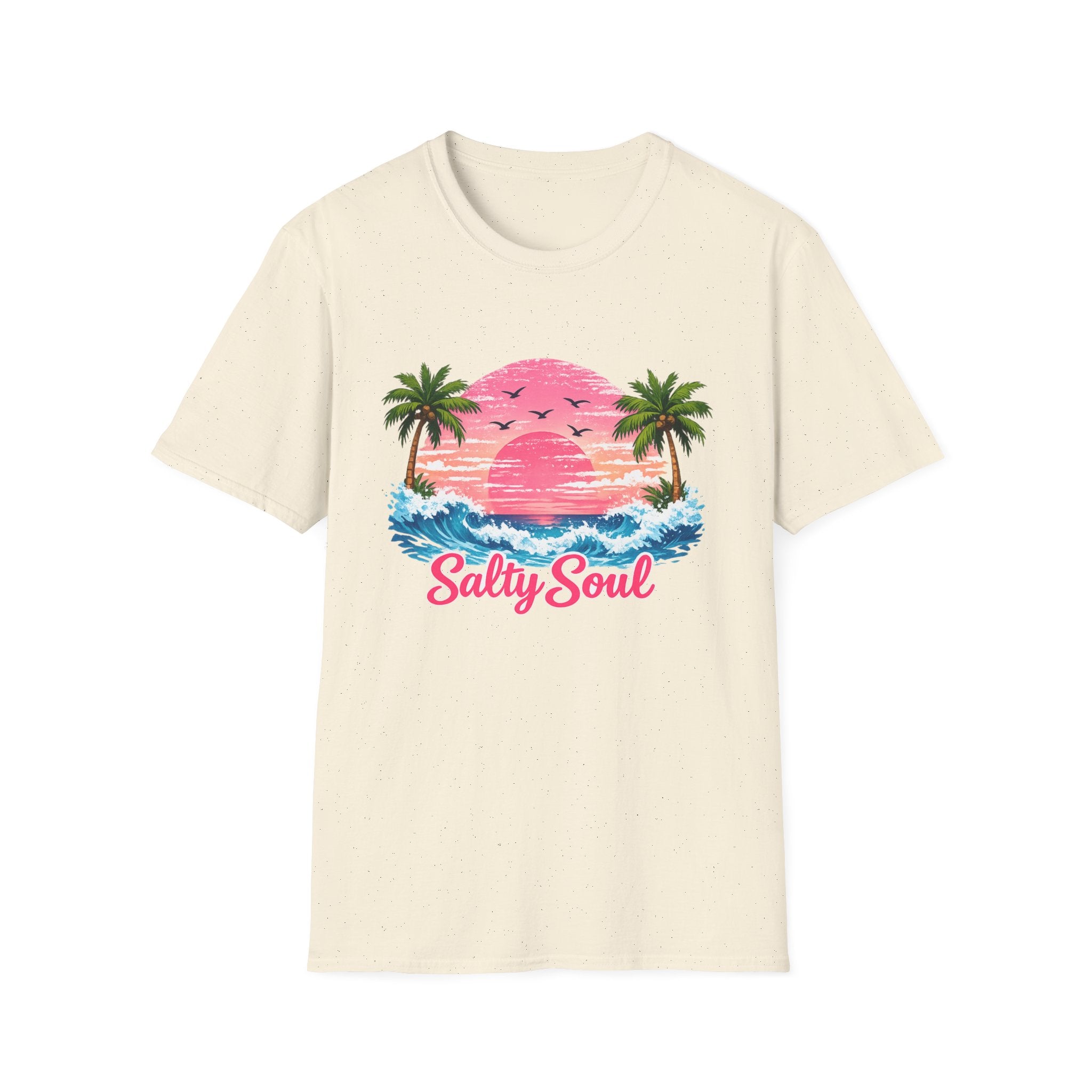 Salty Soul Tropical Sunset T-Shirt — Beach Palm Trees Retro Surf Tee