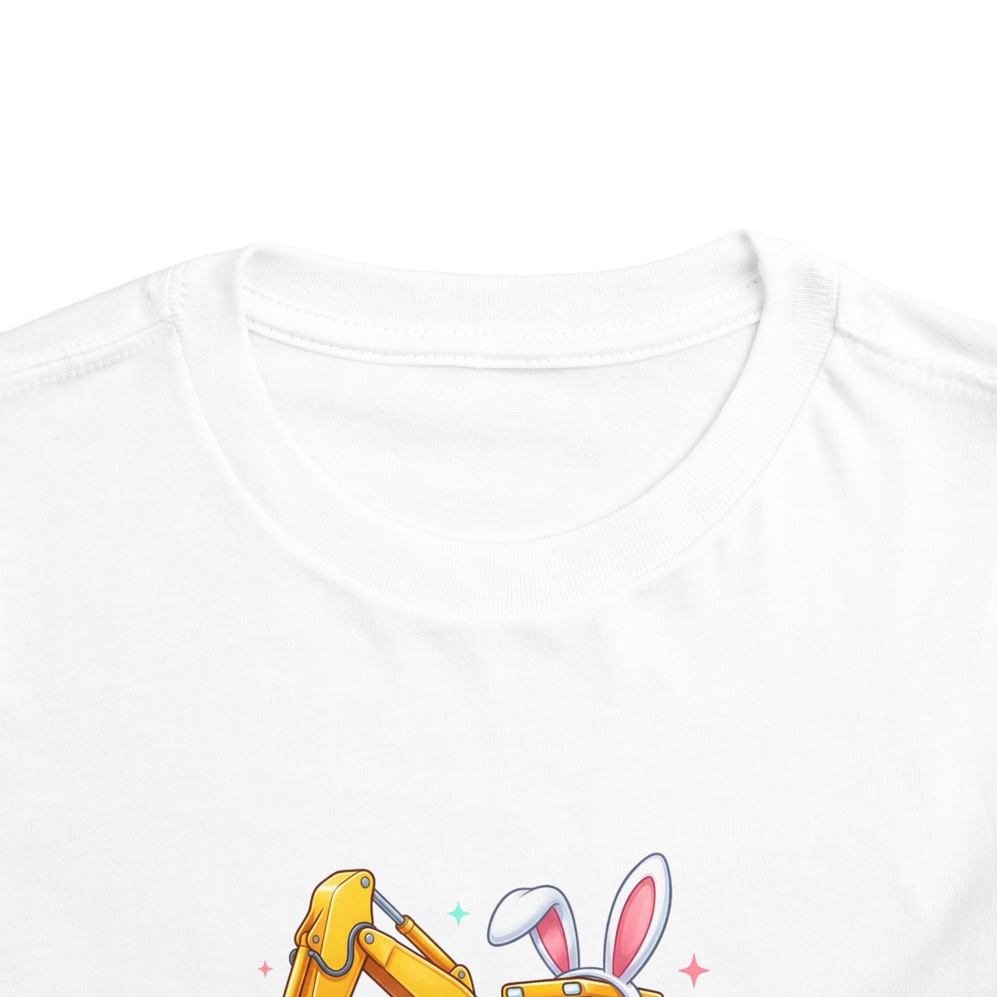 Toddler Tee — 'Eggs-cavator' Bunny Excavator Easter Shirt