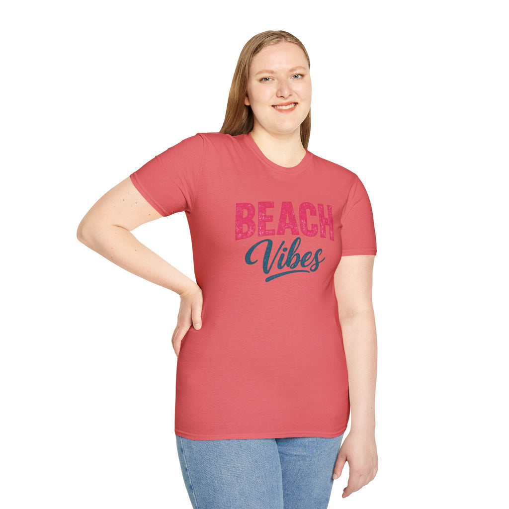 Beach Vibes T-Shirt — Casual Summer Tee with Retro Script
