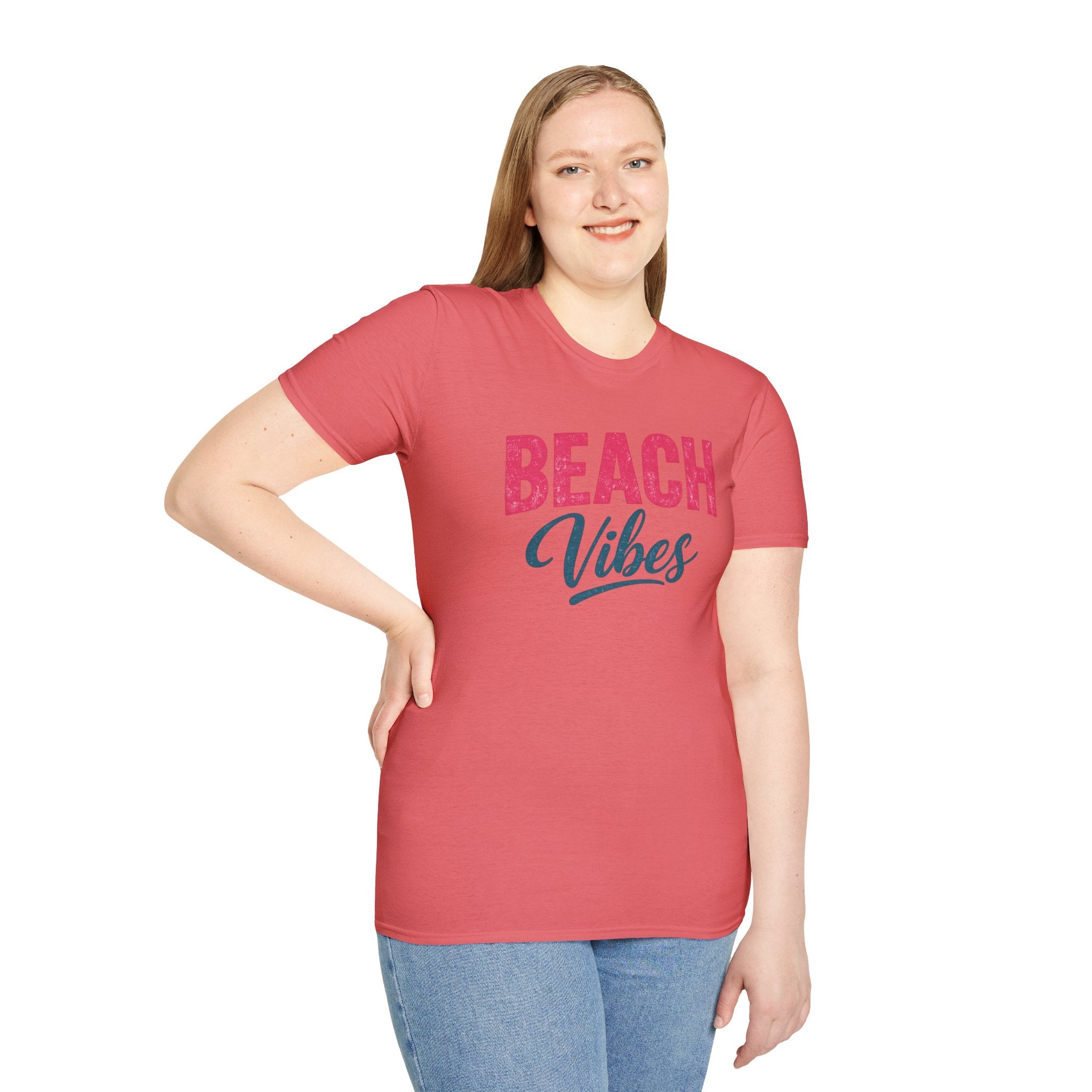 Beach Vibes T-Shirt — Casual Summer Tee with Retro Script
