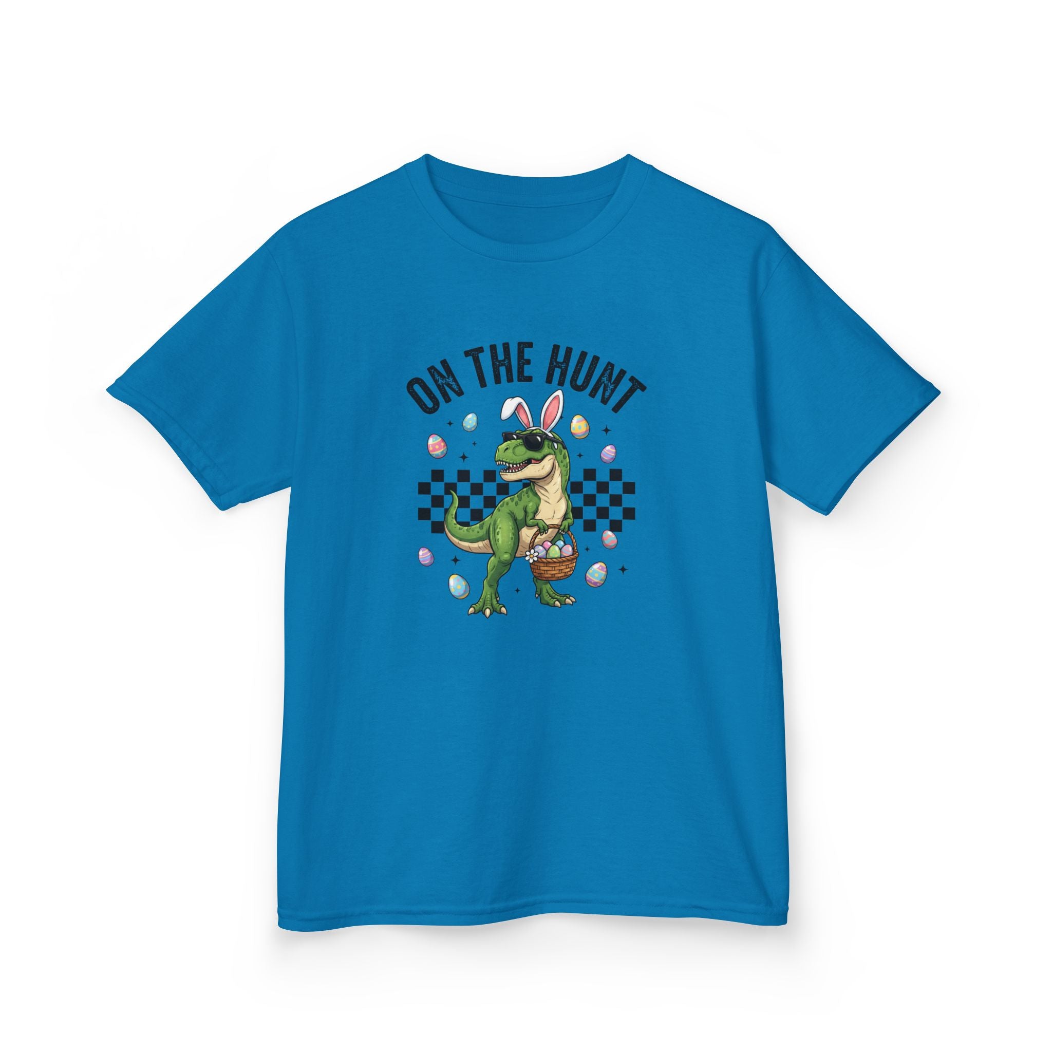 Kids T-Shirt - 'On The Hunt' Easter Dinosaur Egg Hunt Graphic Tee