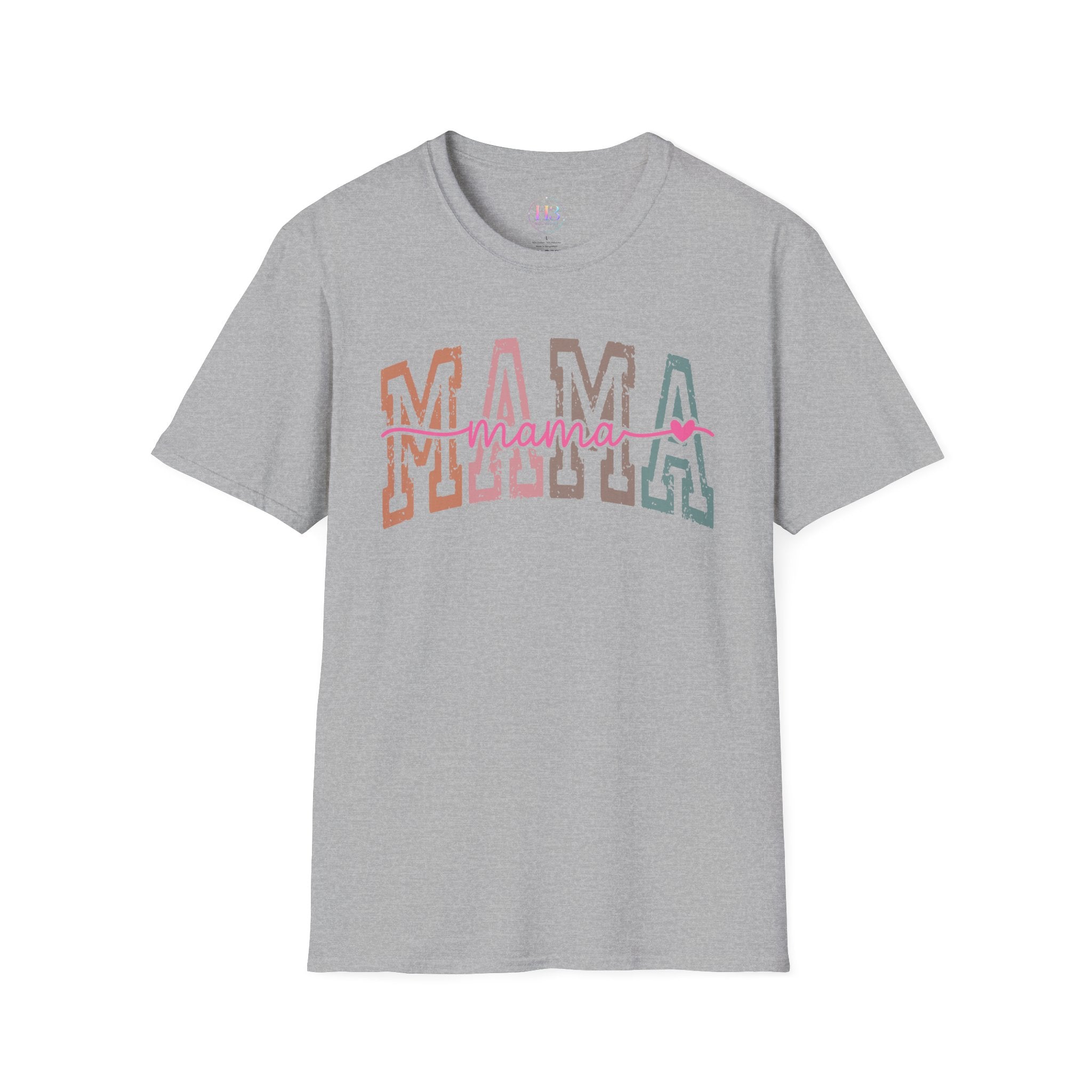 Mama Retro Script T-Shirt — Colorblock 'MAMA' Graphic Tee for Moms