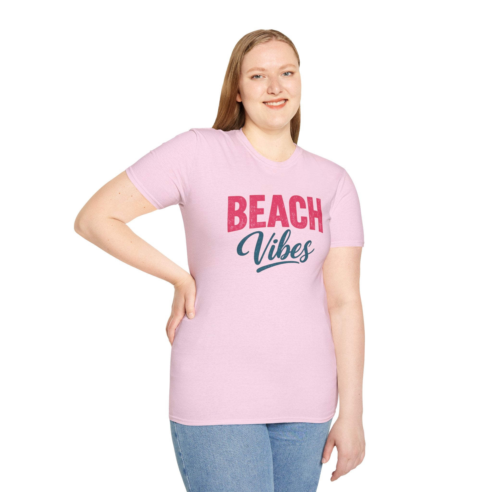 Beach Vibes T-Shirt — Casual Summer Tee with Retro Script