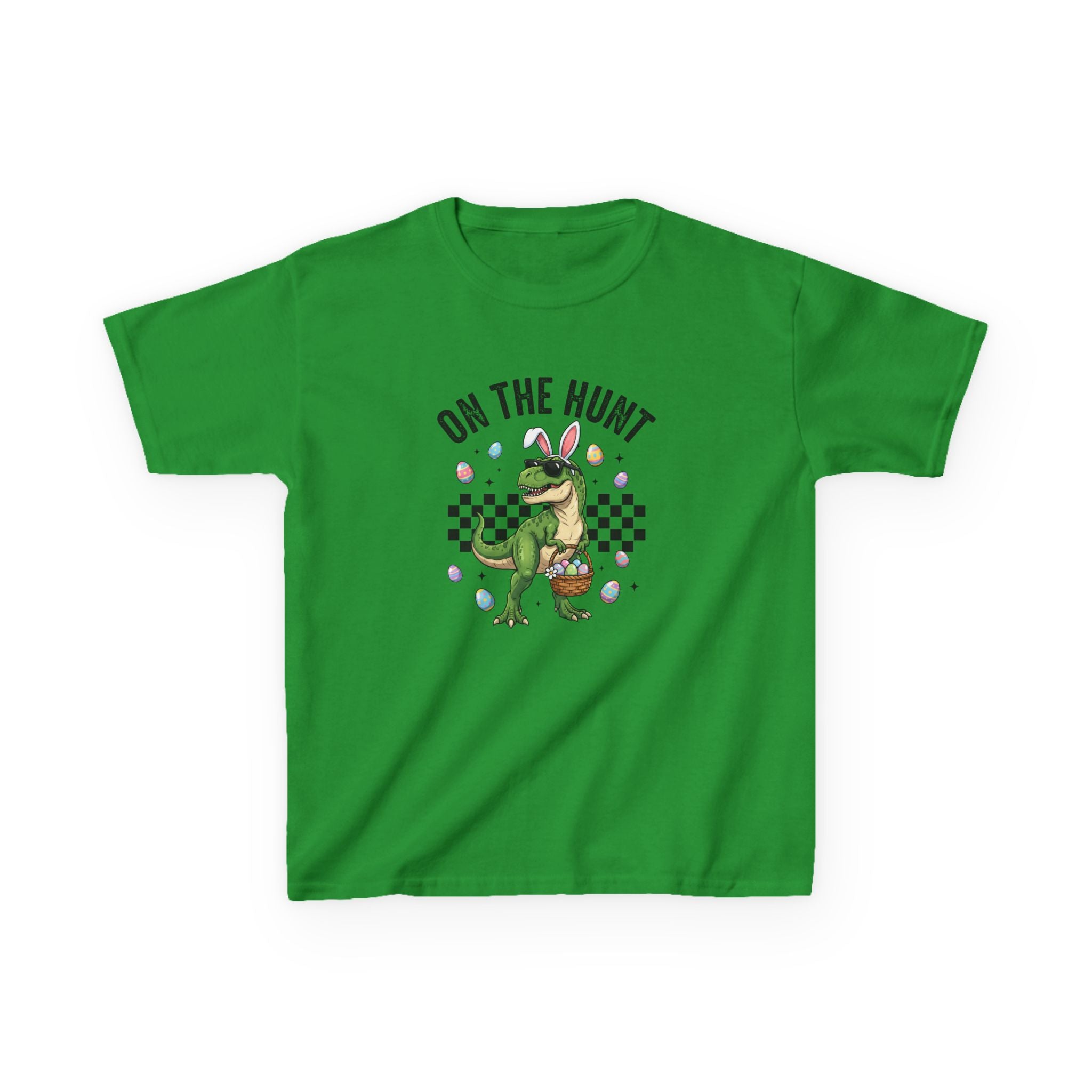 Kids T-Shirt - 'On The Hunt' Easter Dinosaur Egg Hunt Graphic Tee