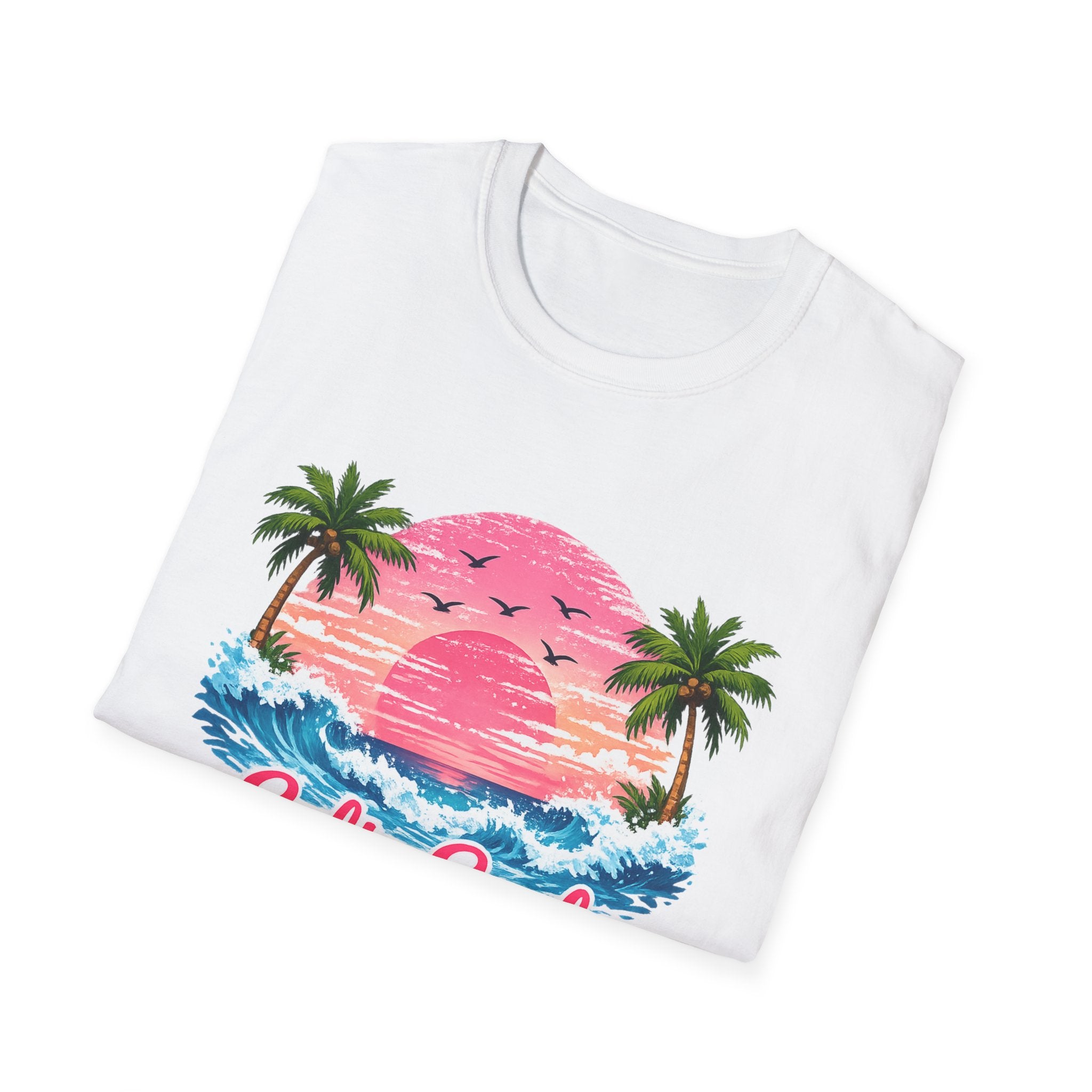 Salty Soul Tropical Sunset T-Shirt — Beach Palm Trees Retro Surf Tee