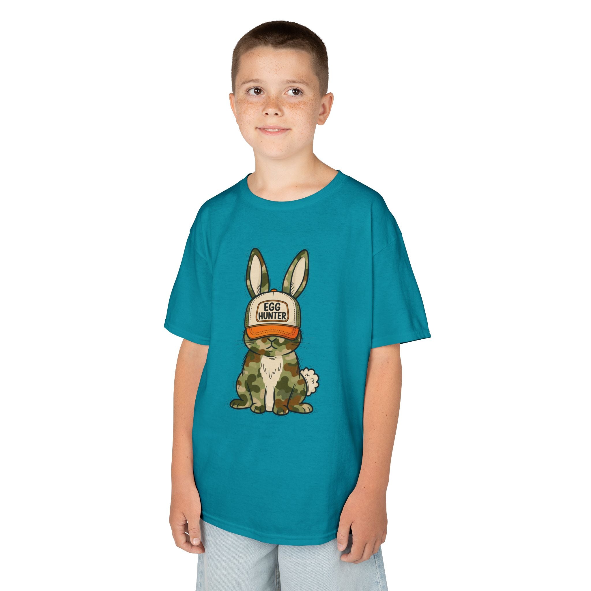 Kids Tee — Cute Bunny 'Egg Hunter' Graphic Shirt for Easter