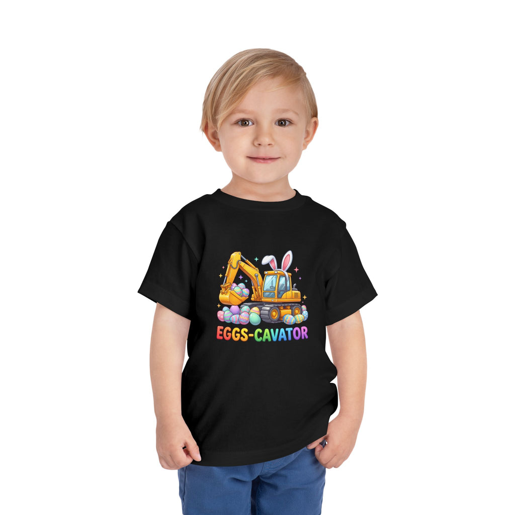 Toddler Tee — 'Eggs-cavator' Bunny Excavator Easter Shirt