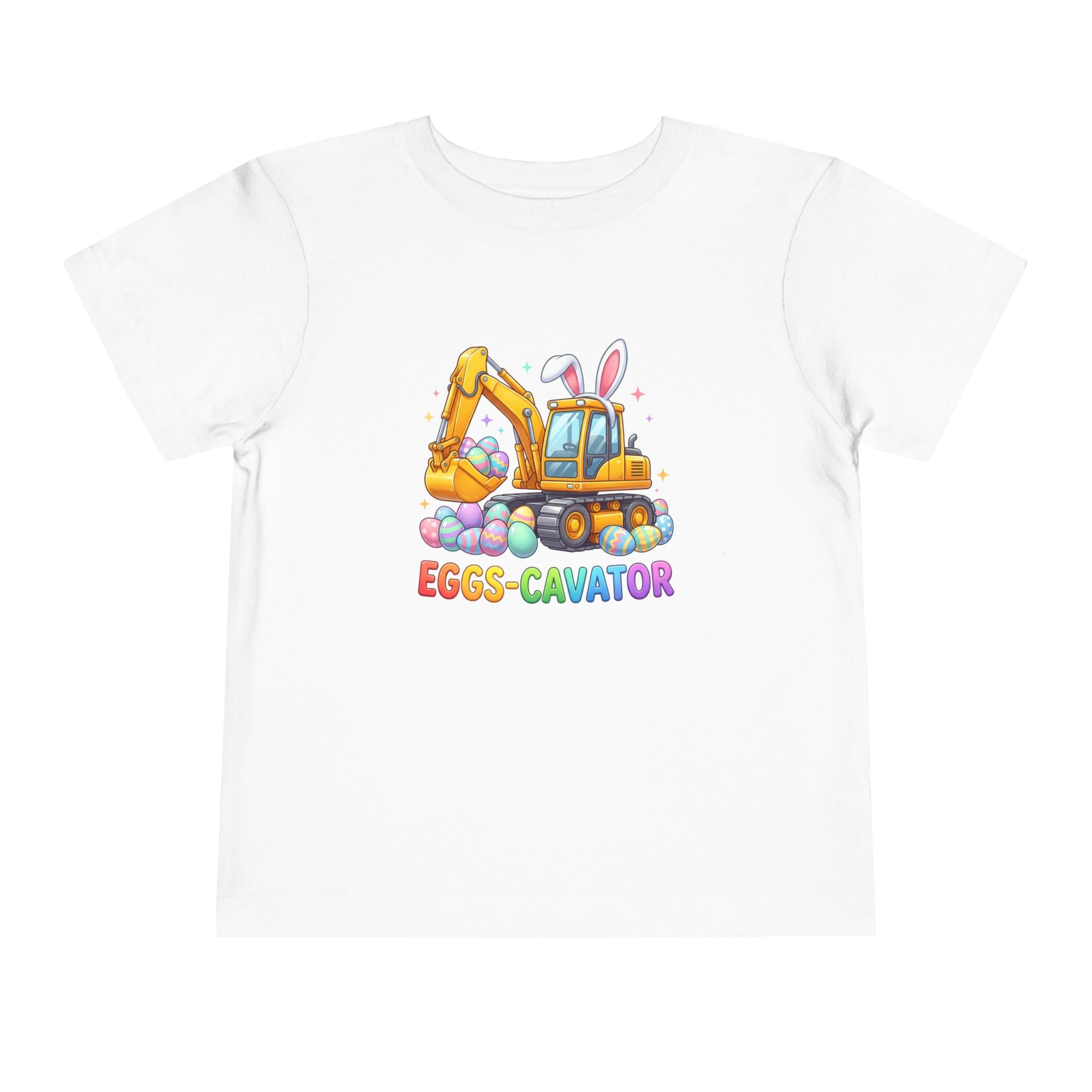 Toddler Tee — 'Eggs-cavator' Bunny Excavator Easter Shirt