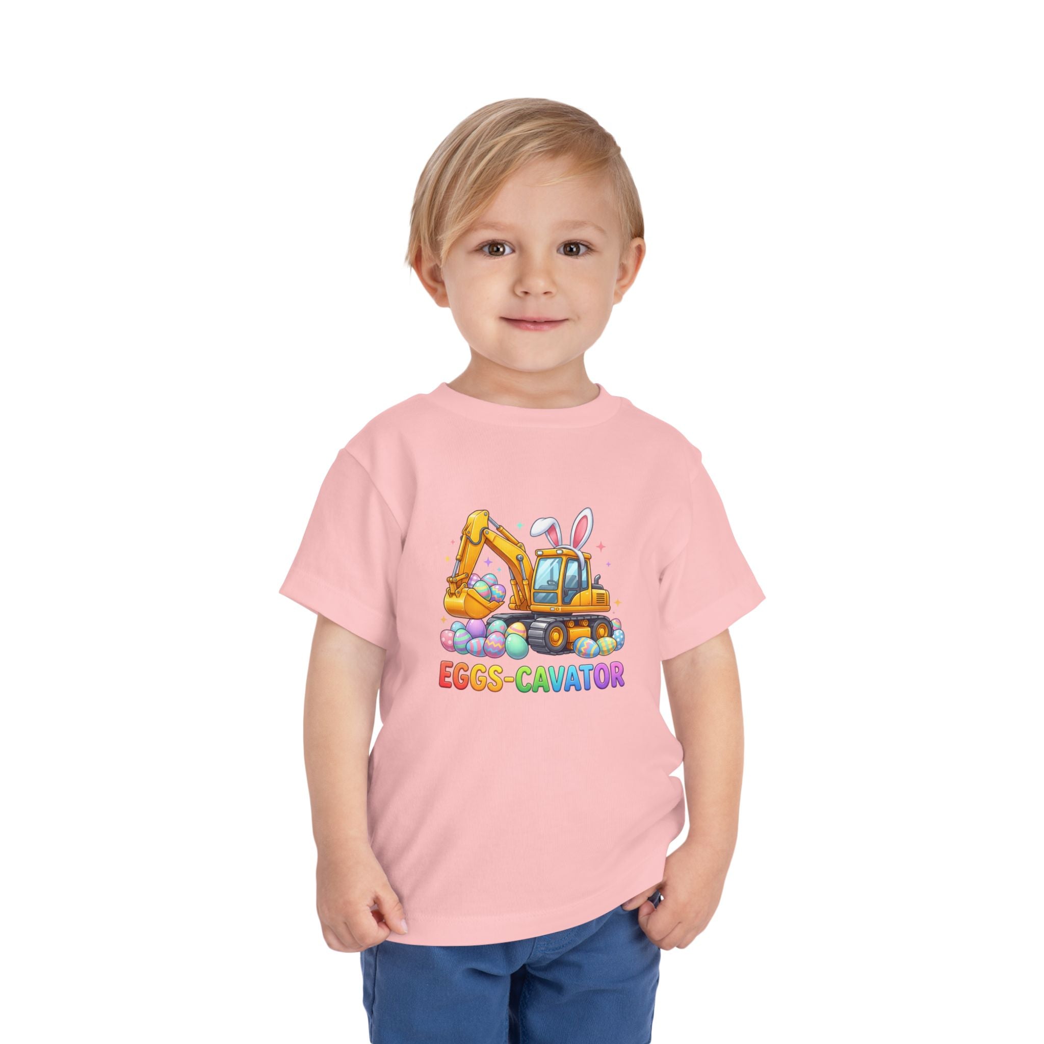 Toddler Tee — 'Eggs-cavator' Bunny Excavator Easter Shirt