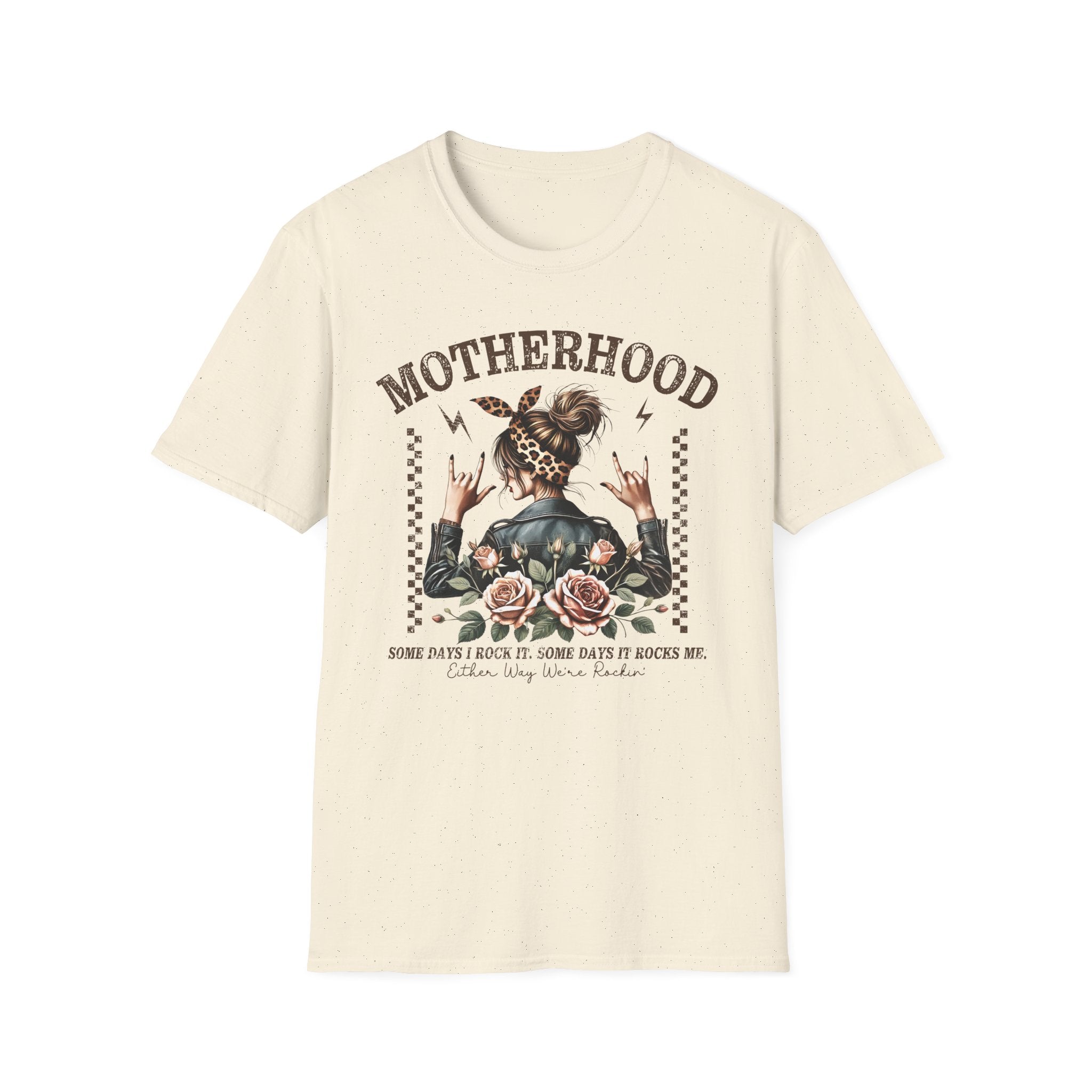 Motherhood Graphic T-Shirt — 'Motherhood' Floral Rocker Mom Tee