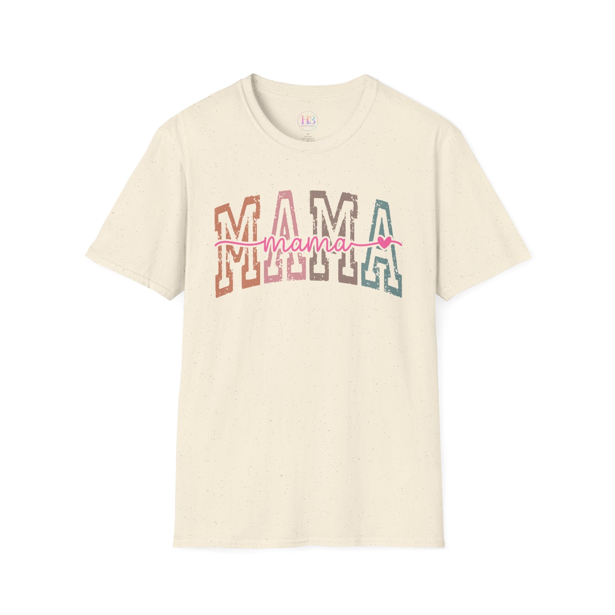 Mama Retro Script T-Shirt — Colorblock 'MAMA' Graphic Tee for Moms