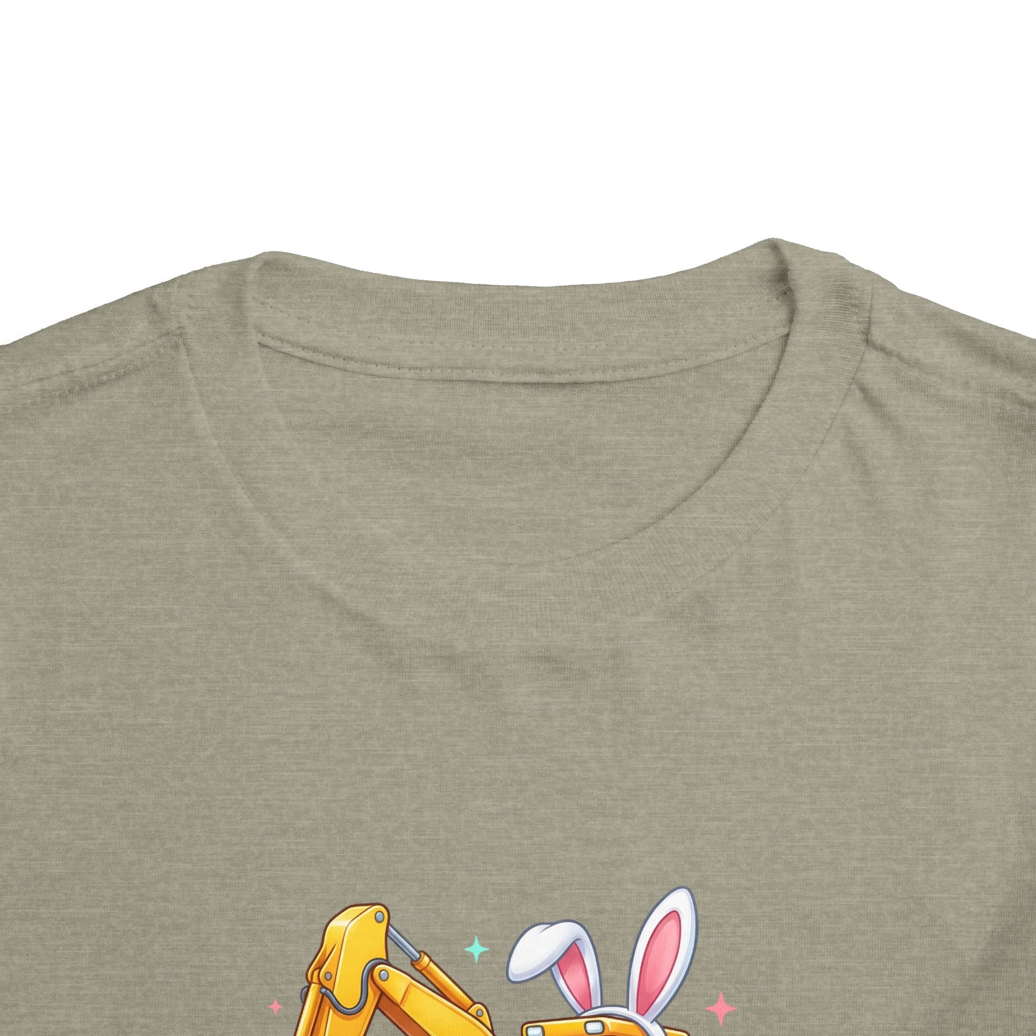 Toddler Tee — 'Eggs-cavator' Bunny Excavator Easter Shirt